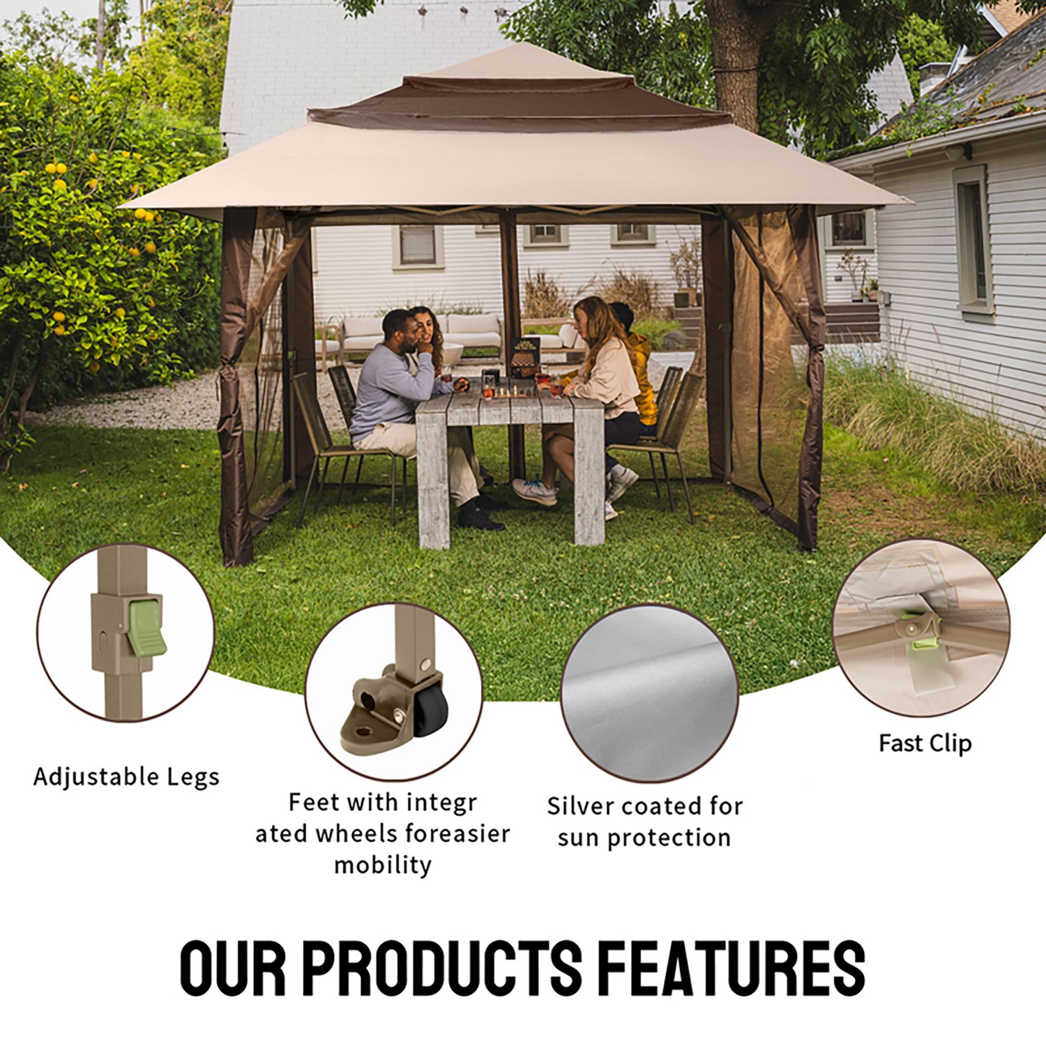 Mosaic 13 ft x 13 ft Triple Pagoda Gazebo Canopy                                                                                 - view number 6