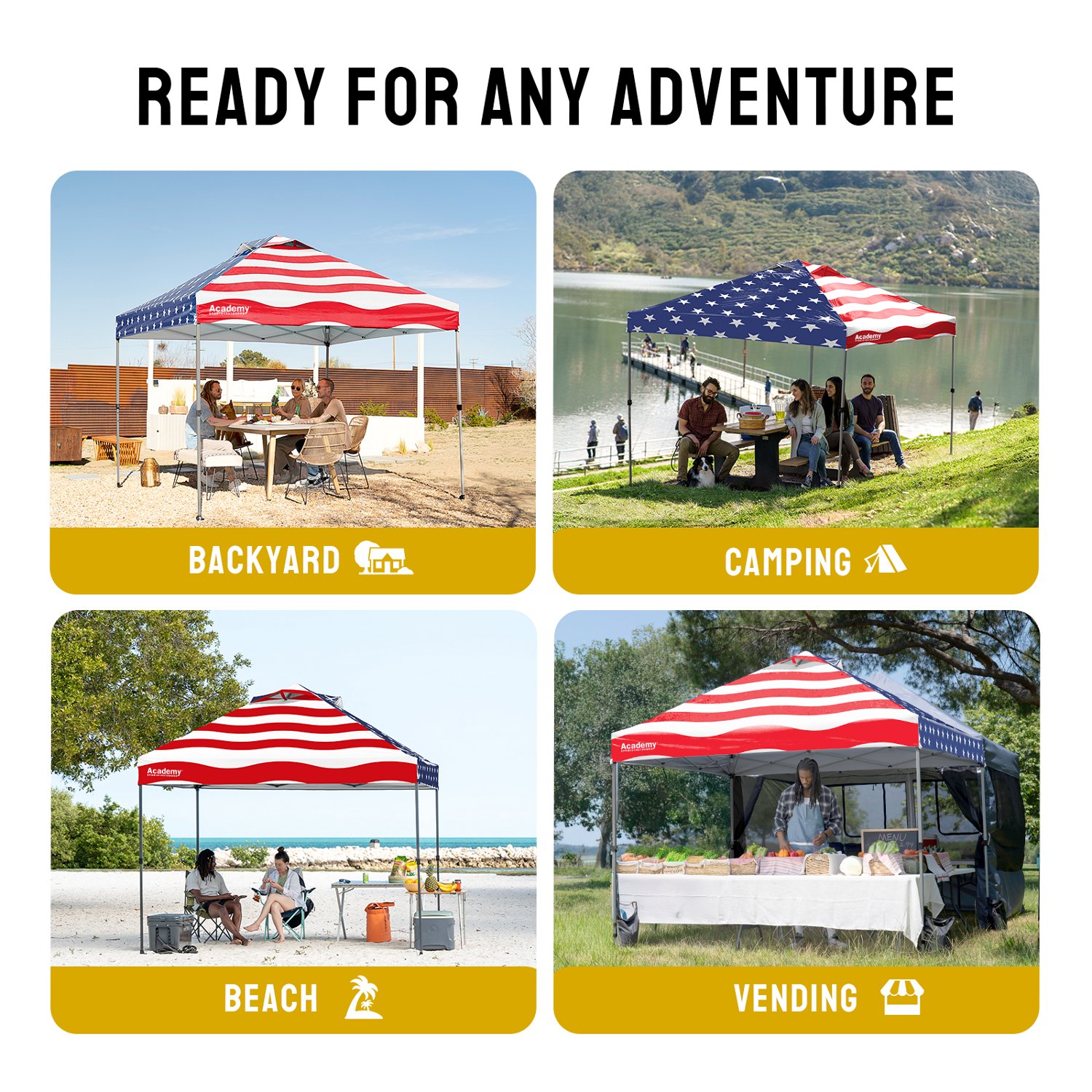 Academy Sports + Outdoors USA 10 x 10 ft Straight Leg One Push Canopy - view number 2