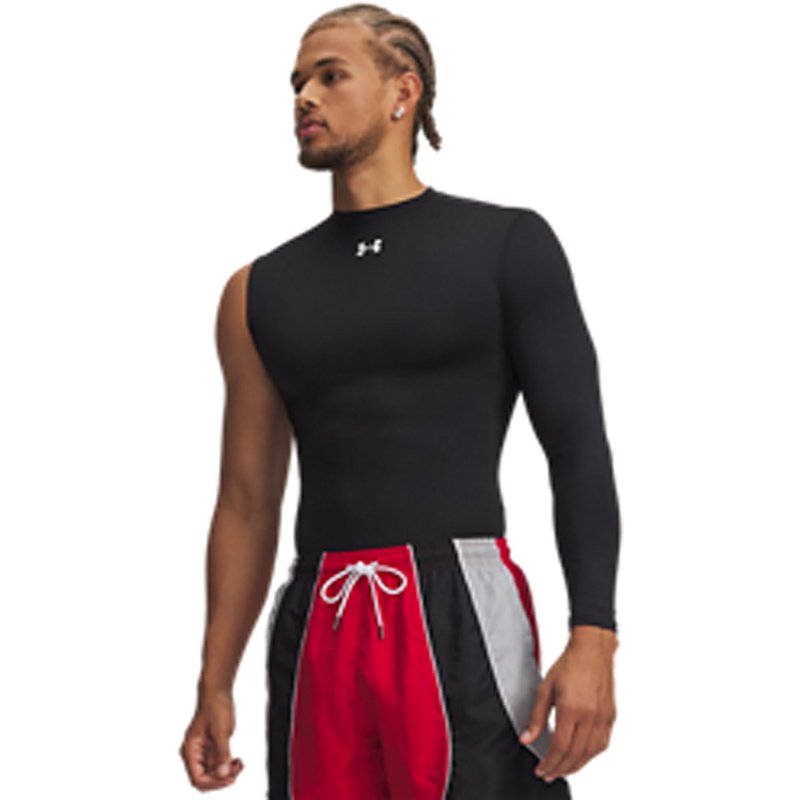 Under Armour Men's HeatGear Asymmetrical Left-Sleeve Tank Top, Medium, Black/White