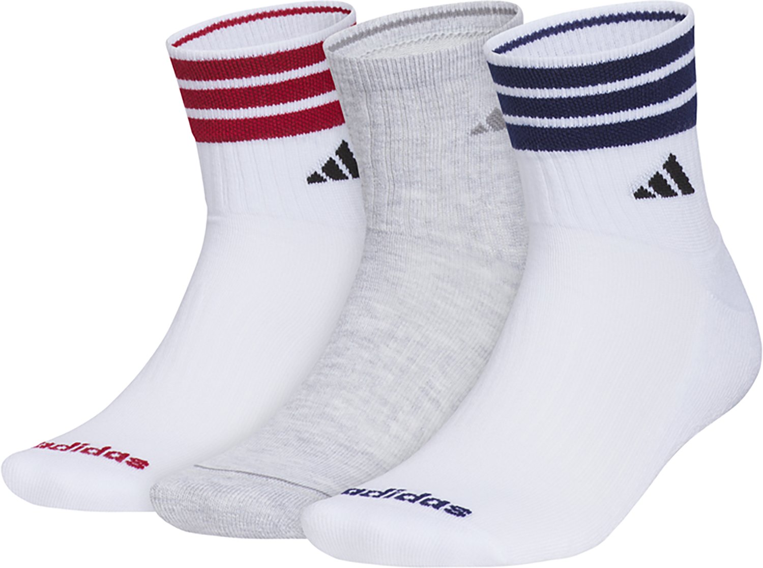 adidas Men's Cushioned 3-Stripe Quarter Socks 3-Pack