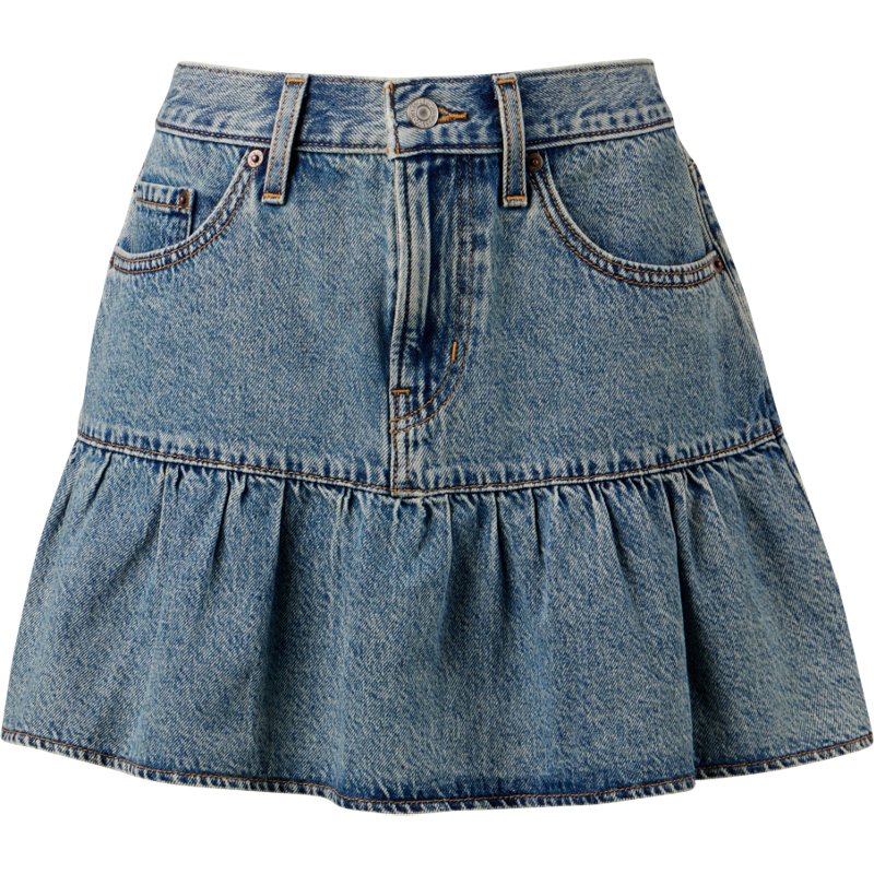 Levi's Women's Flounce Mini Skirt, 32, Blue