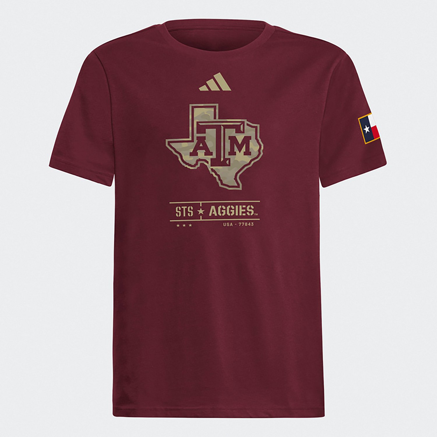 adidas Kids’ Texas A&M University Salute To Service State Logo Strategy T-shirt