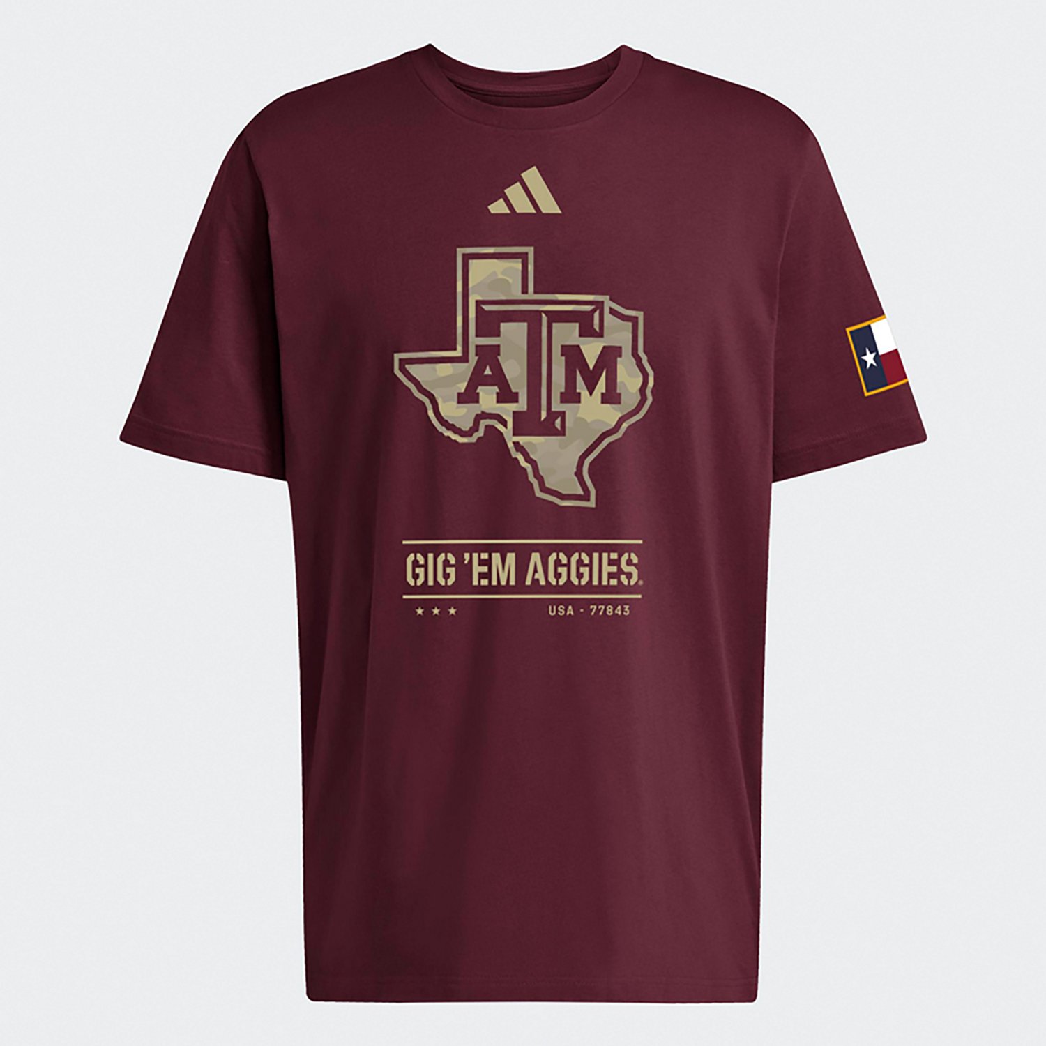adidas Men’s Texas A&M University Salute To Service State Logo Strategy T-shirt