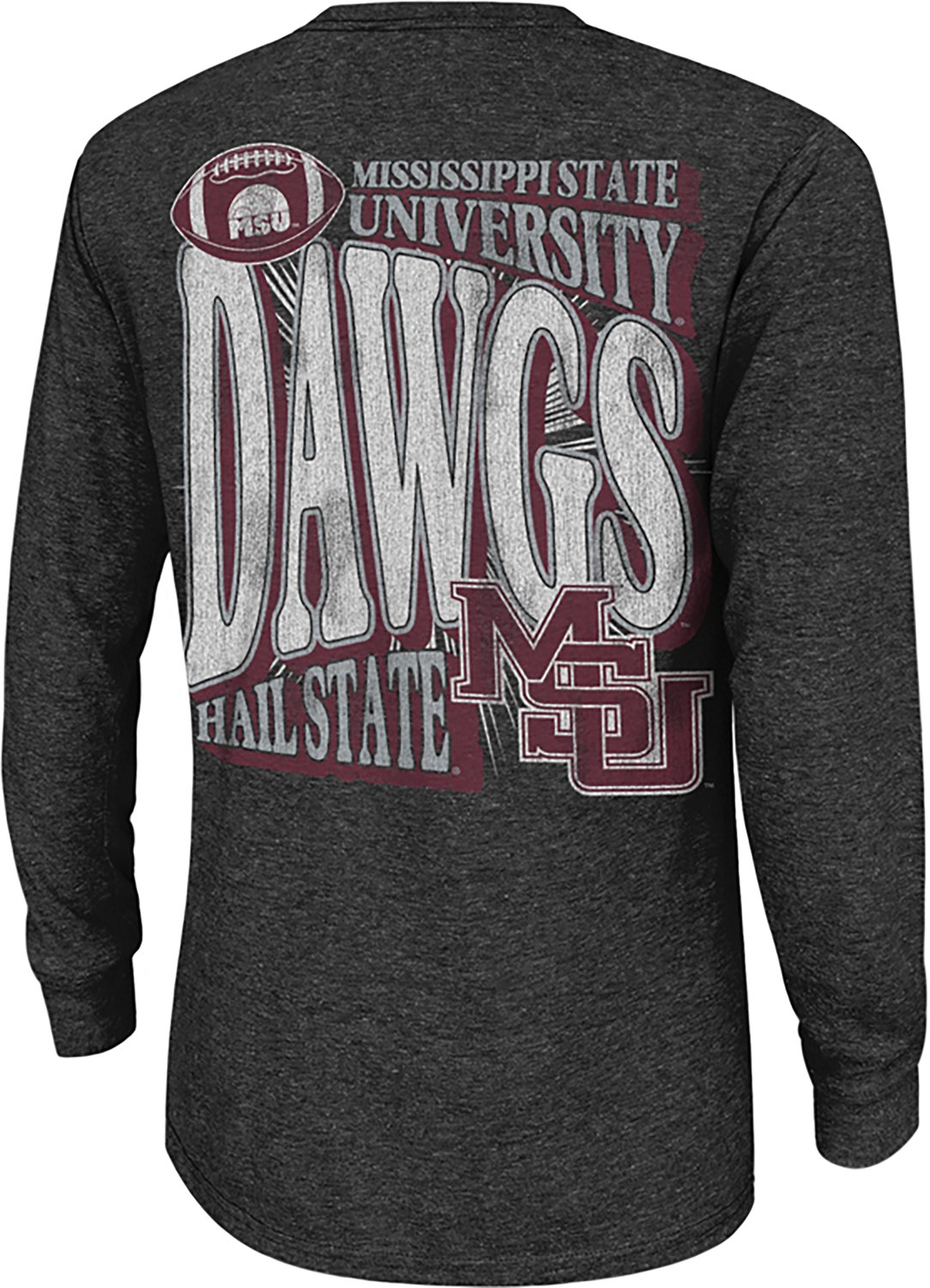 Retro Brand Men's Mississippi State University School Football Slogan DS Long Sleeve Graphic T-shirt - view number 3