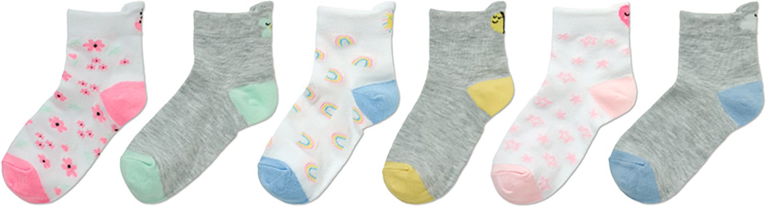 BCG Girls' Spring Icon Tab Quarter Socks 6-Pack