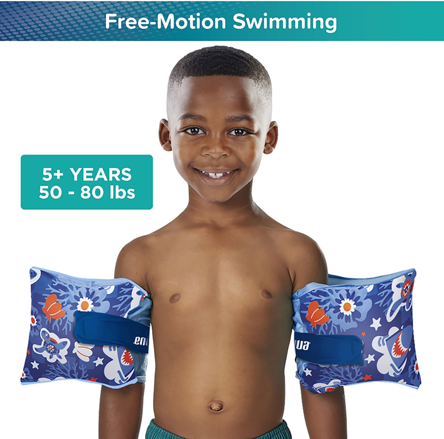 Aqua Leisure Boys’ Floateeze Blue Turtles Arm Bands  - view number 3