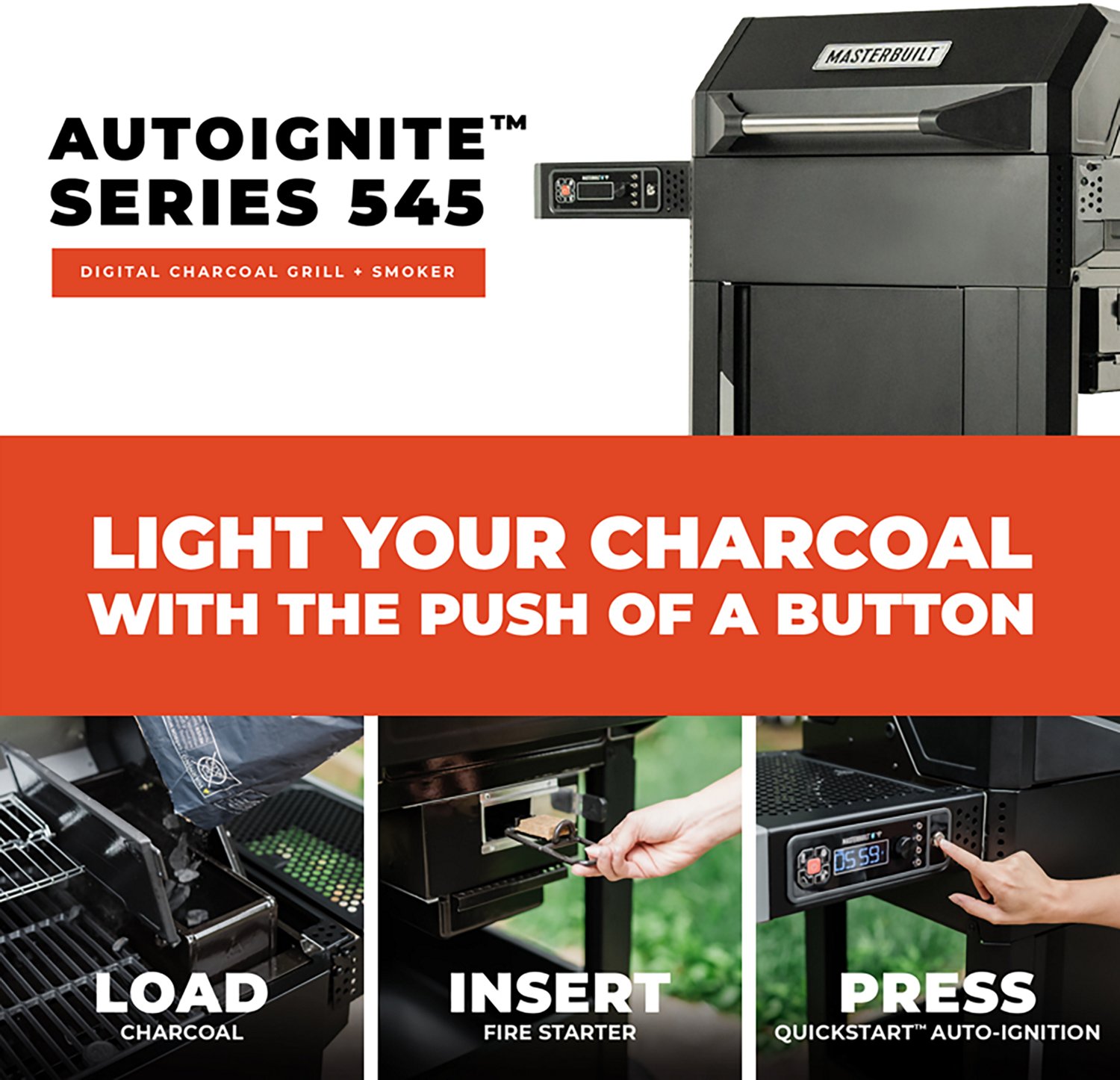 Masterbuilt AutoIgnite Series 545 Digital Charcoal Grill and Smoker - view number 3