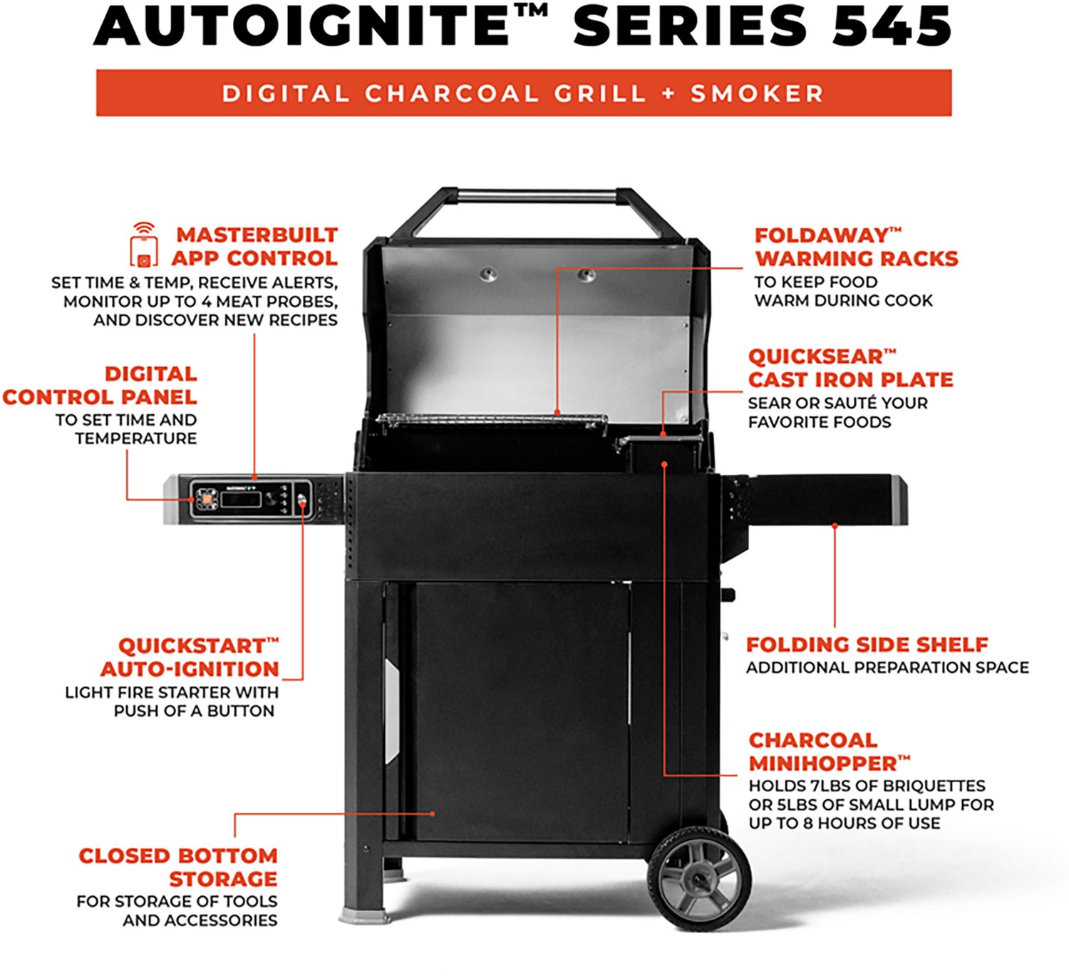 Masterbuilt AutoIgnite Series 545 Digital Charcoal Grill and Smoker - view number 4