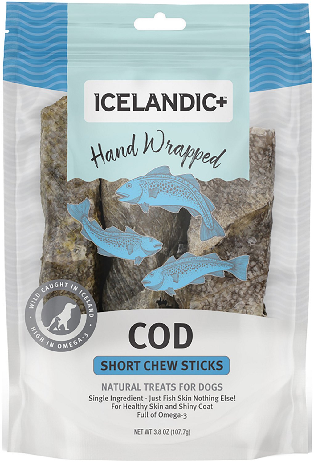 Icelandic+ 5 in Hand Wrapped Cod Skin Chew Stick 3-Pack