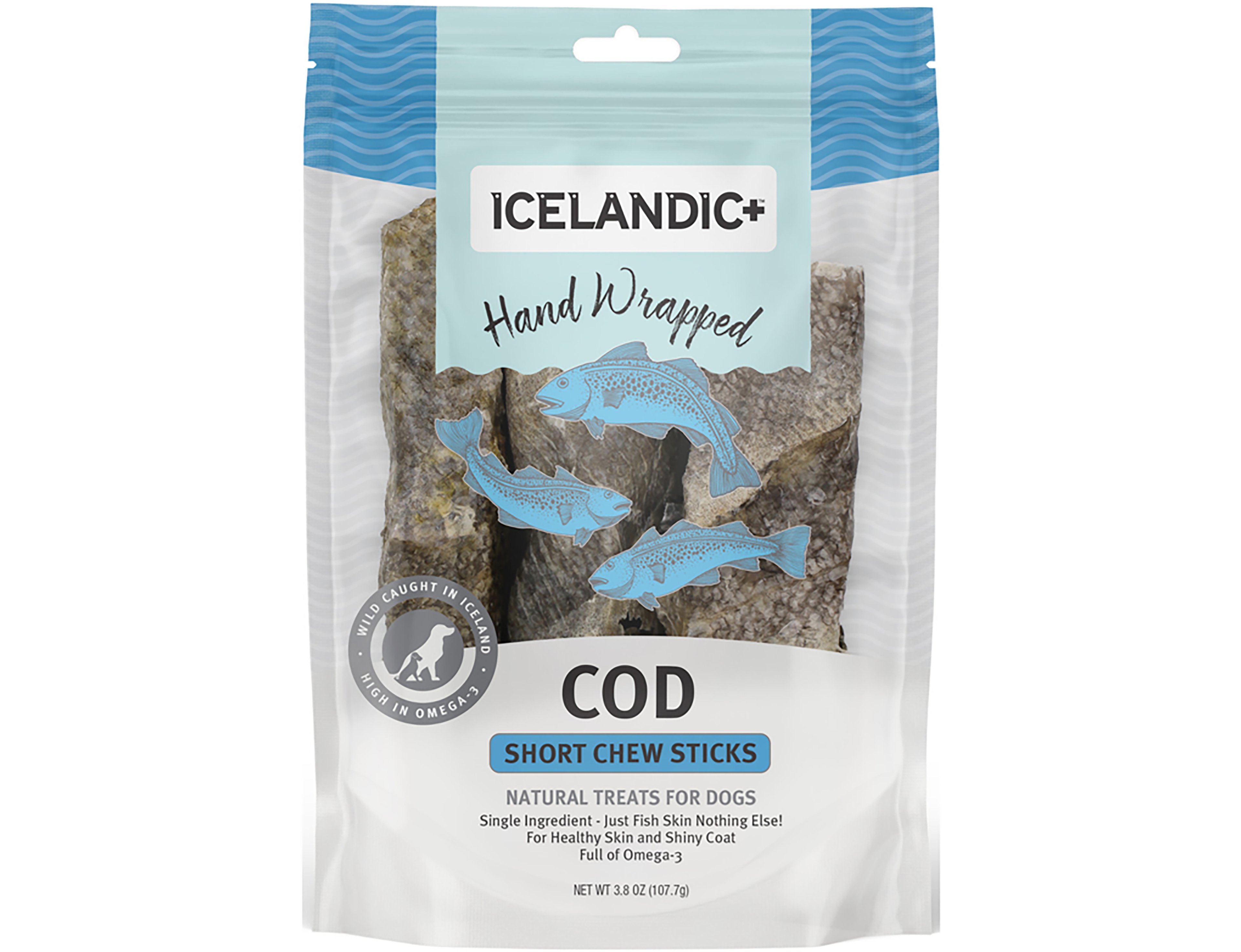 Icelandic+ 5 in Hand Wrapped Cod Skin Chew Stick 3-Pack