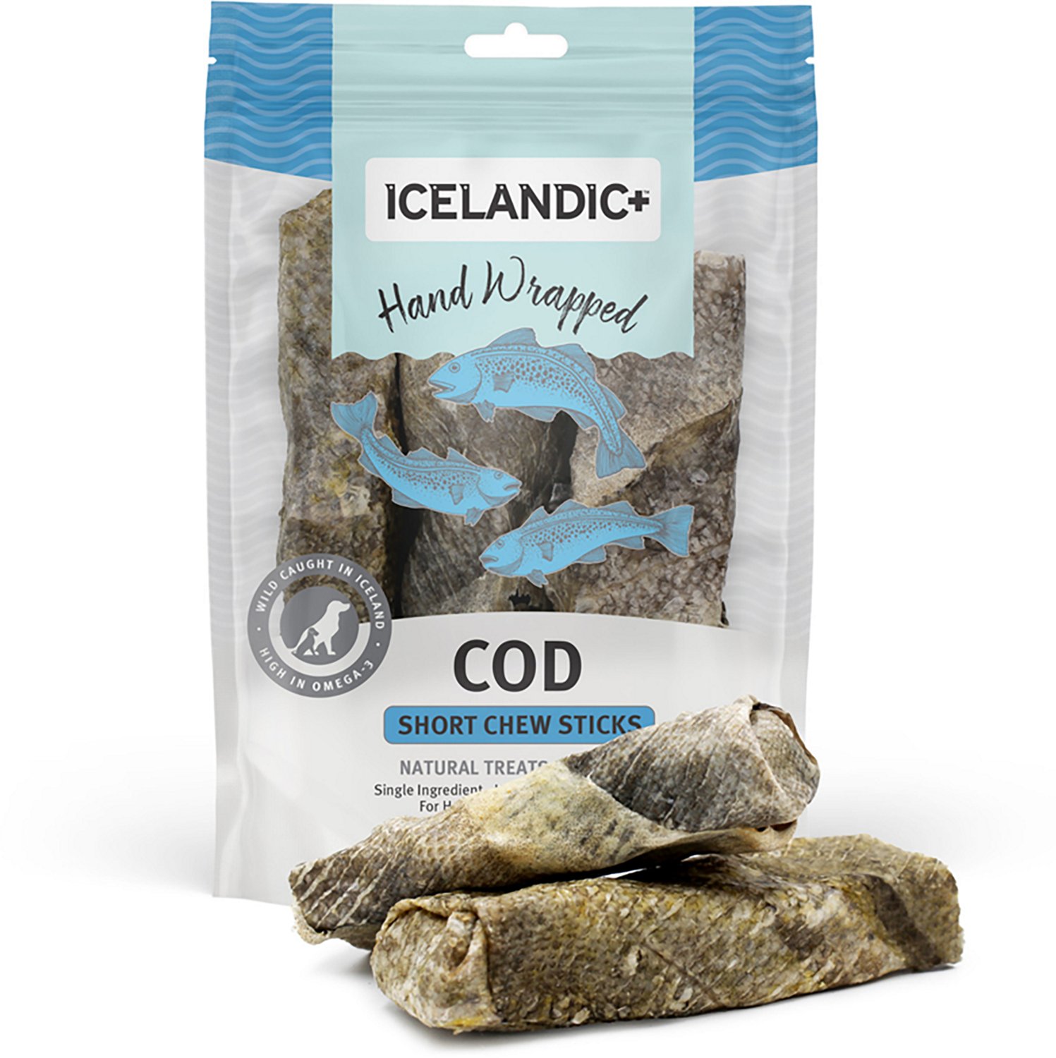 Icelandic+ 5 in Hand Wrapped Cod Skin Chew Stick 3-Pack