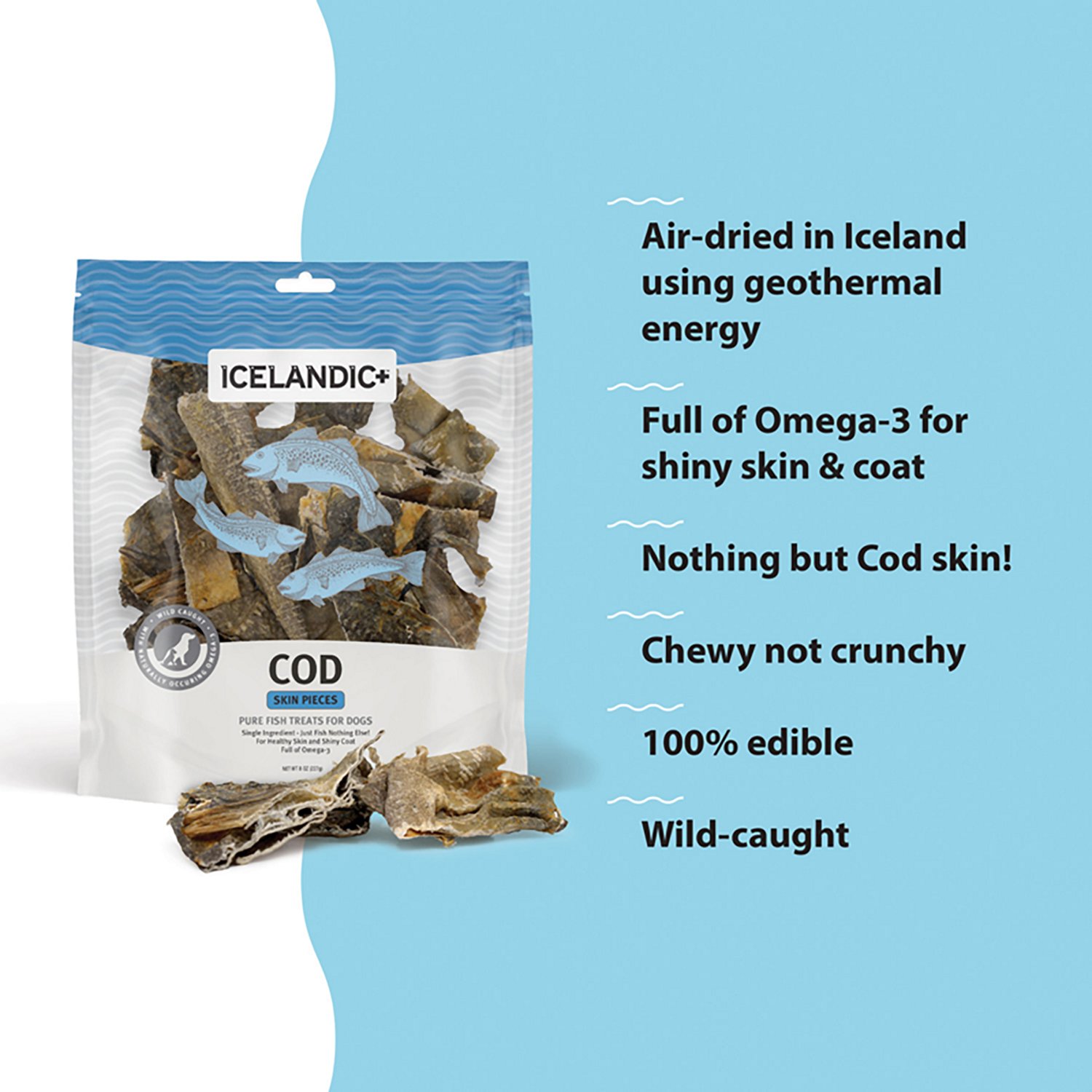 Icelandic+ 8 oz Cod Skin Mixed Pieces Dog Treats - view number 5