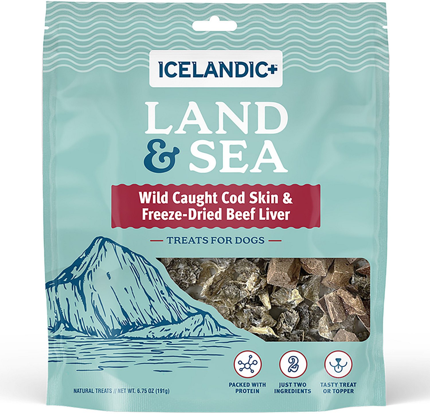 Icelandic+ 6.75 oz Land & Sea Wild Caught Cod Skin & Freeze-Dried Chicken Breast Dog Treats