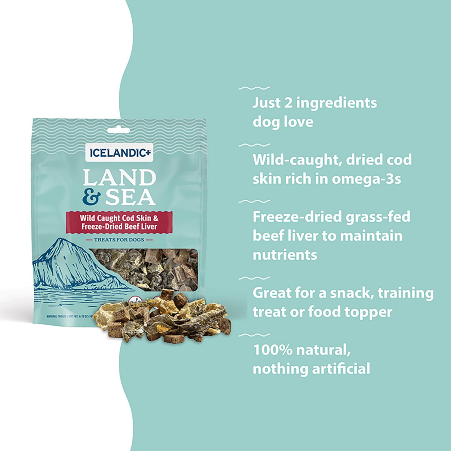Icelandic+ 6.75 oz Land & Sea Wild Caught Cod Skin & Freeze-Dried Chicken Breast Dog Treats - view number 6