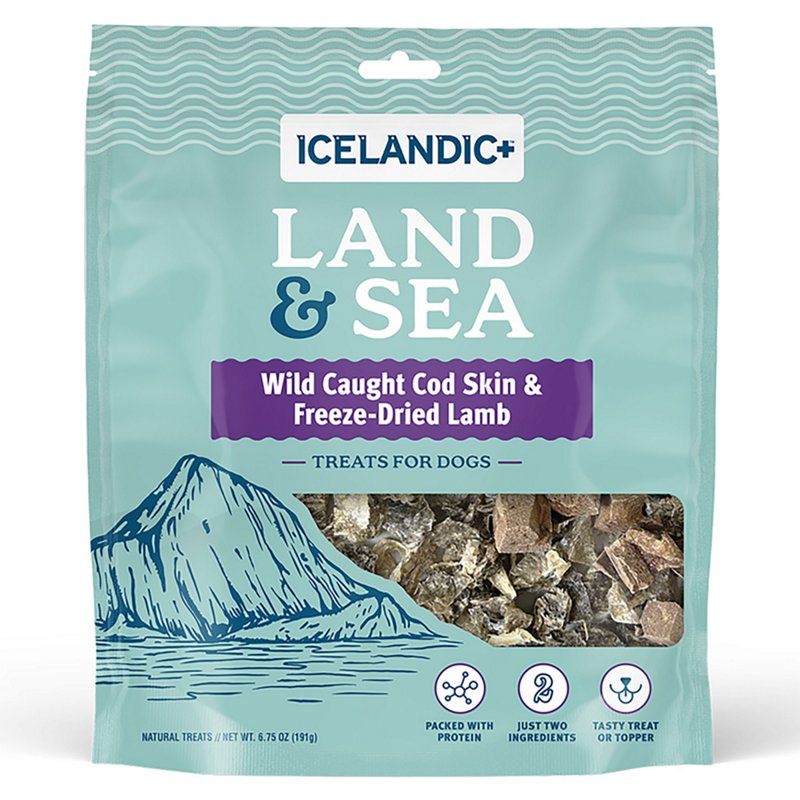 Icelandic+ 6.75 oz Land & Sea Wild Caught Cod Skin & Freeze-Dried Chicken Breast Dog Treats