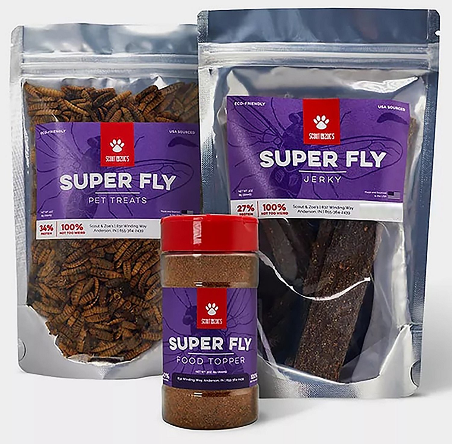 Scout & Zoe's 10 oz Super Fly Swarm Trio Larvae Jerky Topper 3-Pack