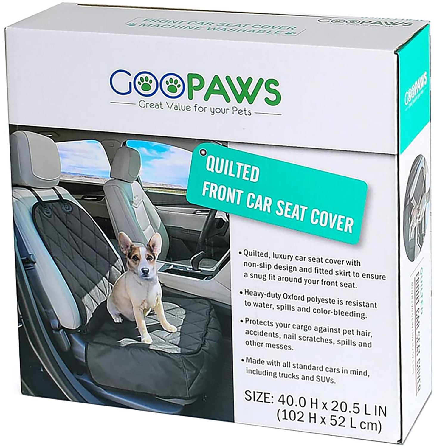 Jespet & Goopaws 40 in Quilted Pet Front Car Seat Cover