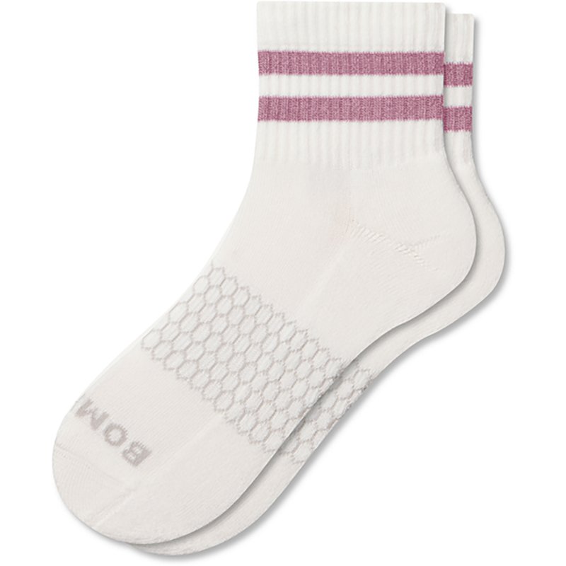 Bombas Vintage Stripe Quarter Sock - 1 Pack, Men's, Medium, Dried Rose