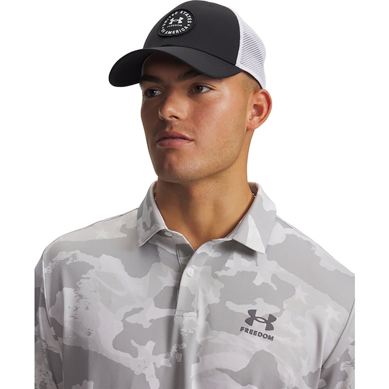 Under Armour Freedom USA Patch Mid-Crown Trucker Cap - Black/White