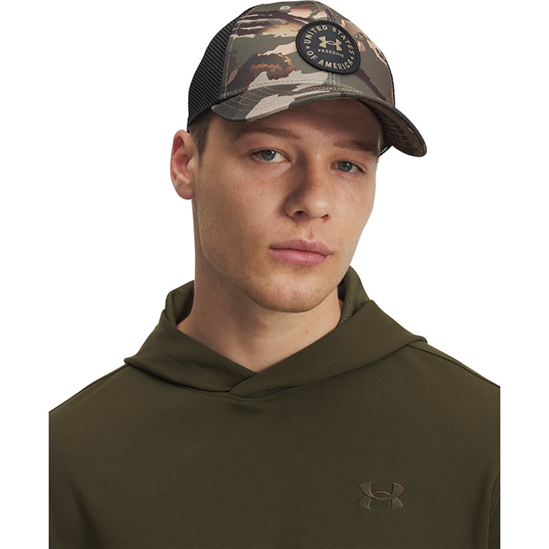 Under Armour Freedom USA Patch Mid-Crown Trucker Cap - UA Barren Camo