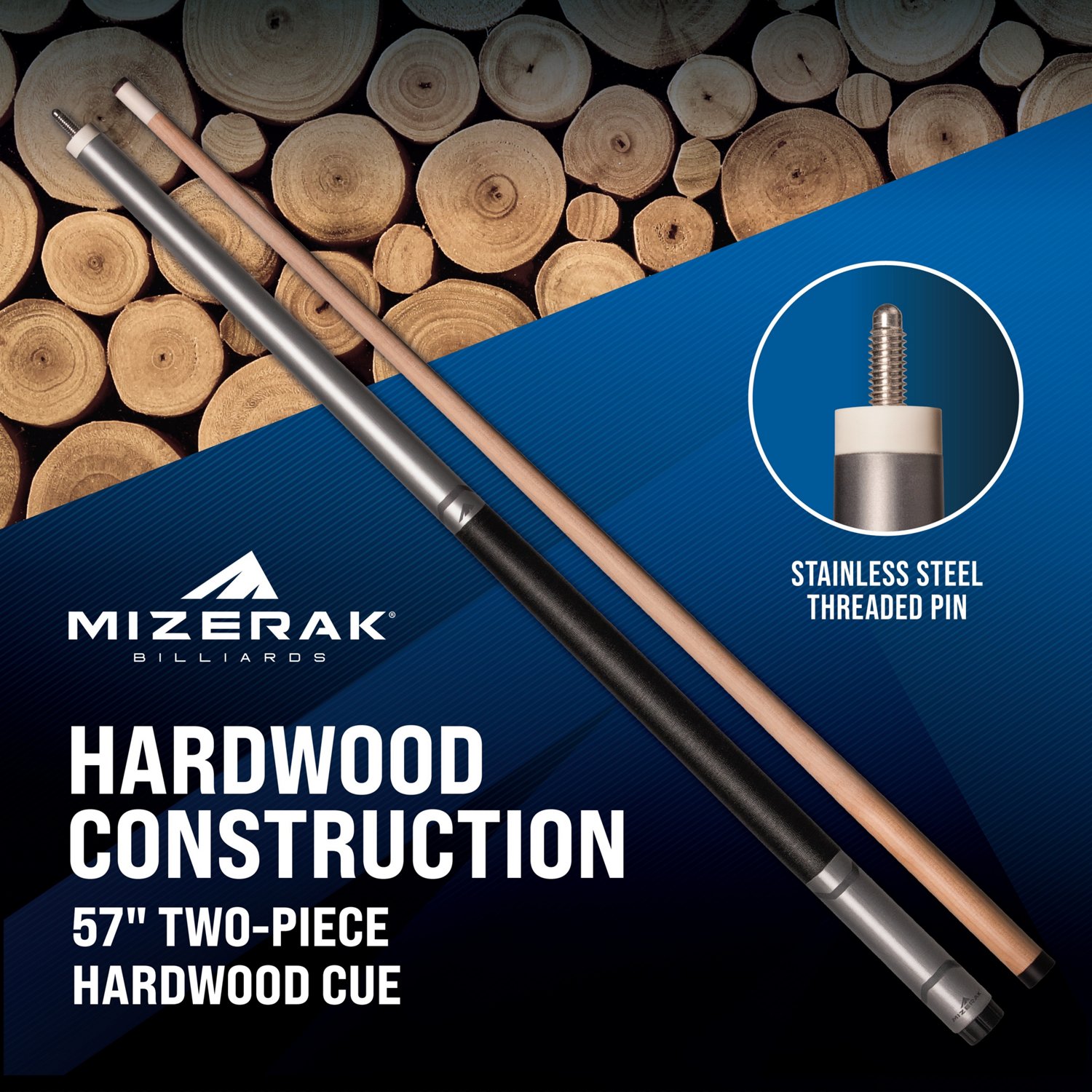 Mizerak 57" Two-Piece Hardwood Cue - view number 2
