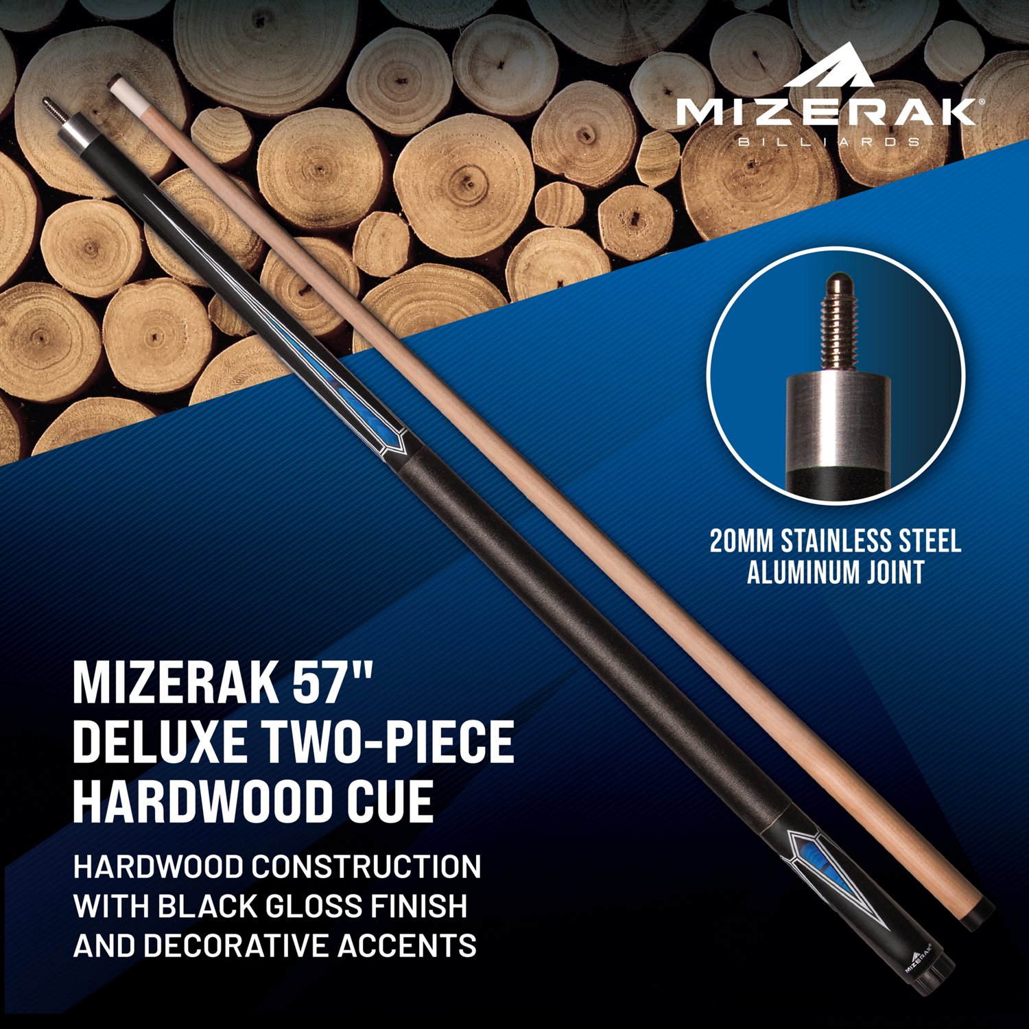 Mizerak 57 in Deluxe 2-Piece Hardwood Cue - view number 2