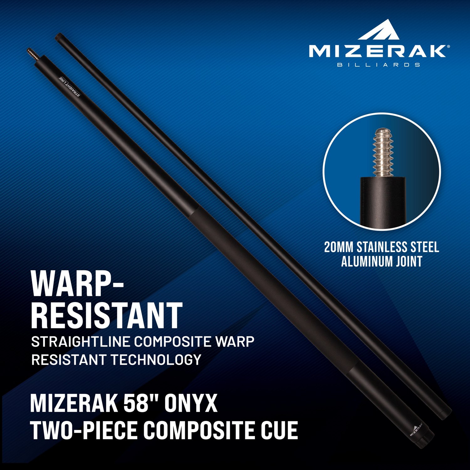 Mizerak 58" Onyx Two-Piece Composite Cue - view number 2