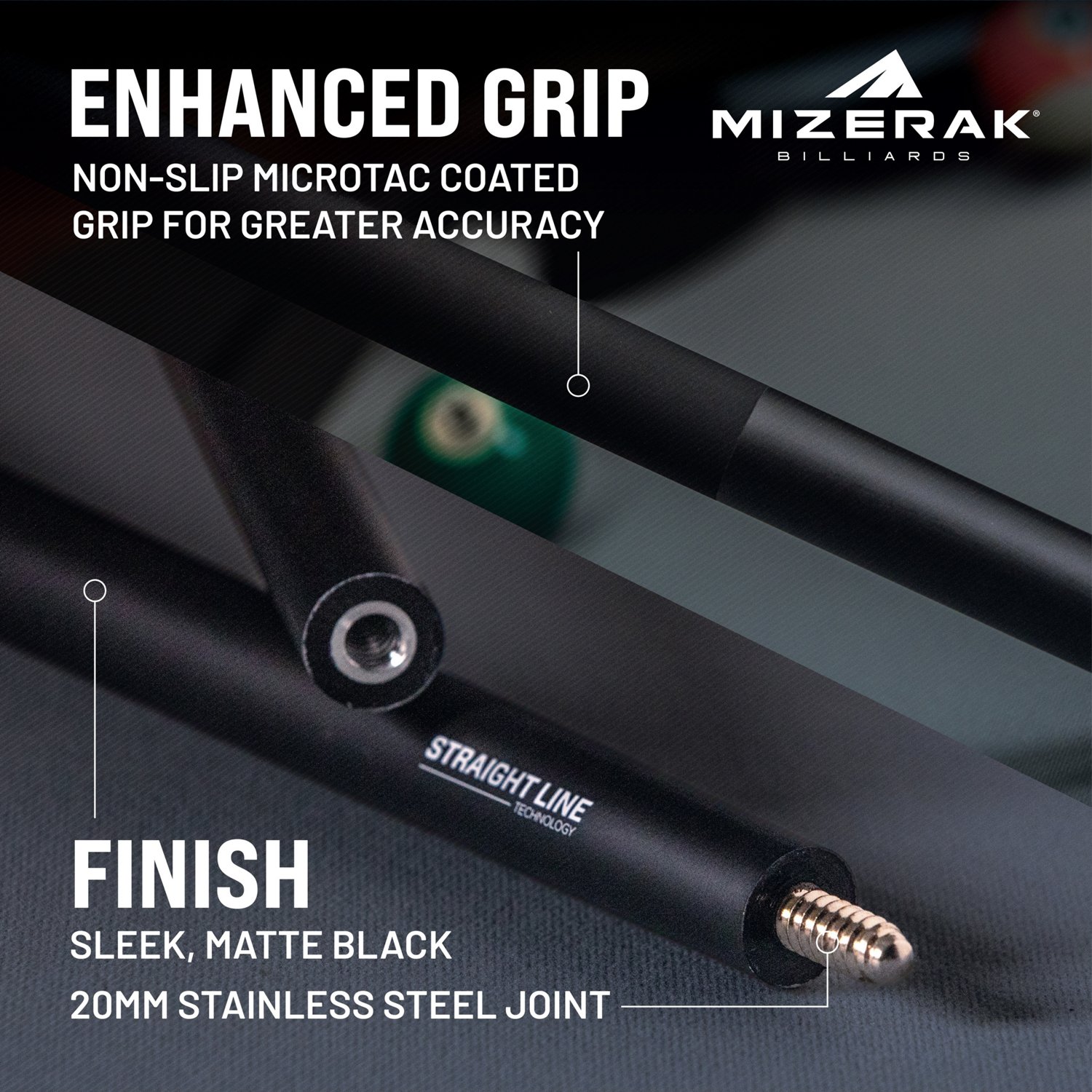 Mizerak 58" Onyx Two-Piece Composite Cue - view number 3