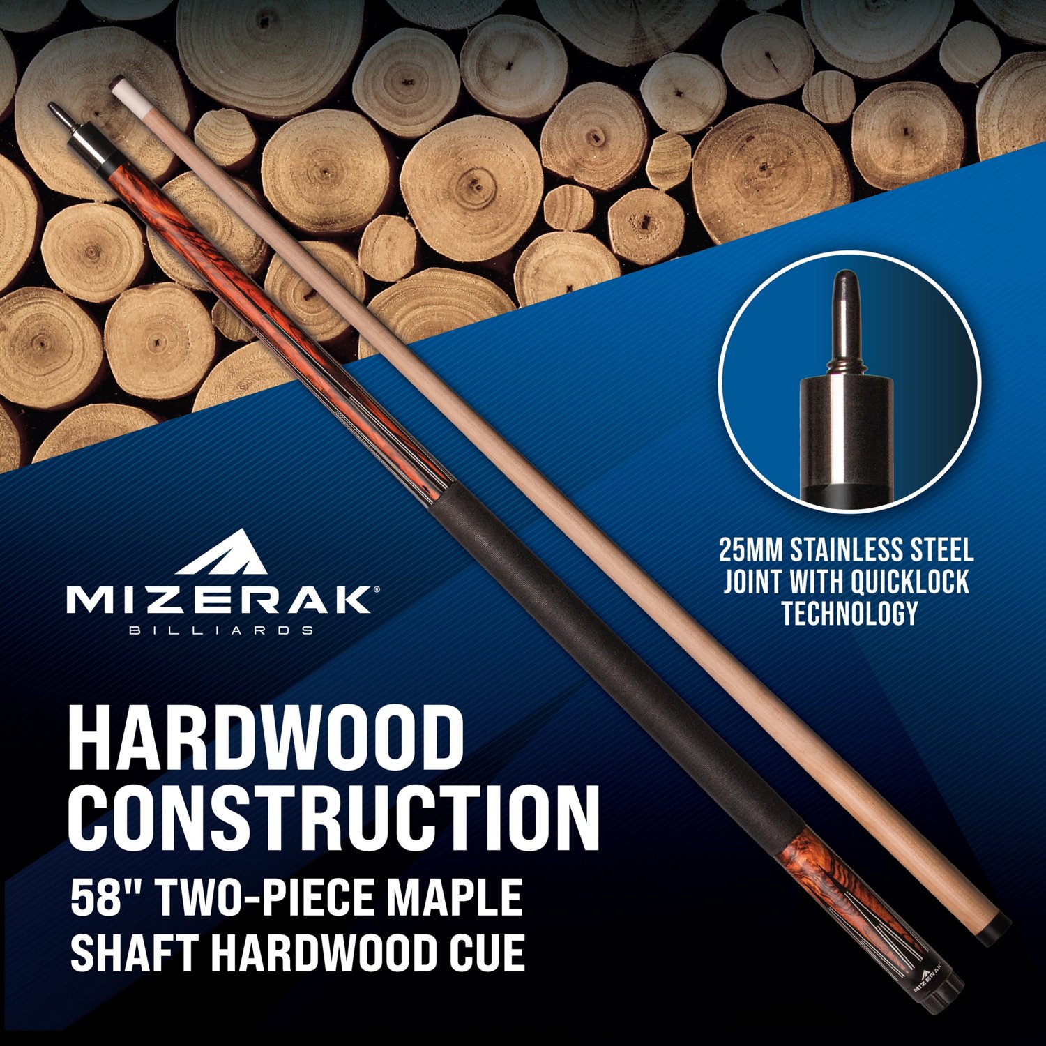 Mizerak 58" Two-Piece Maple Shaft Cue - view number 2