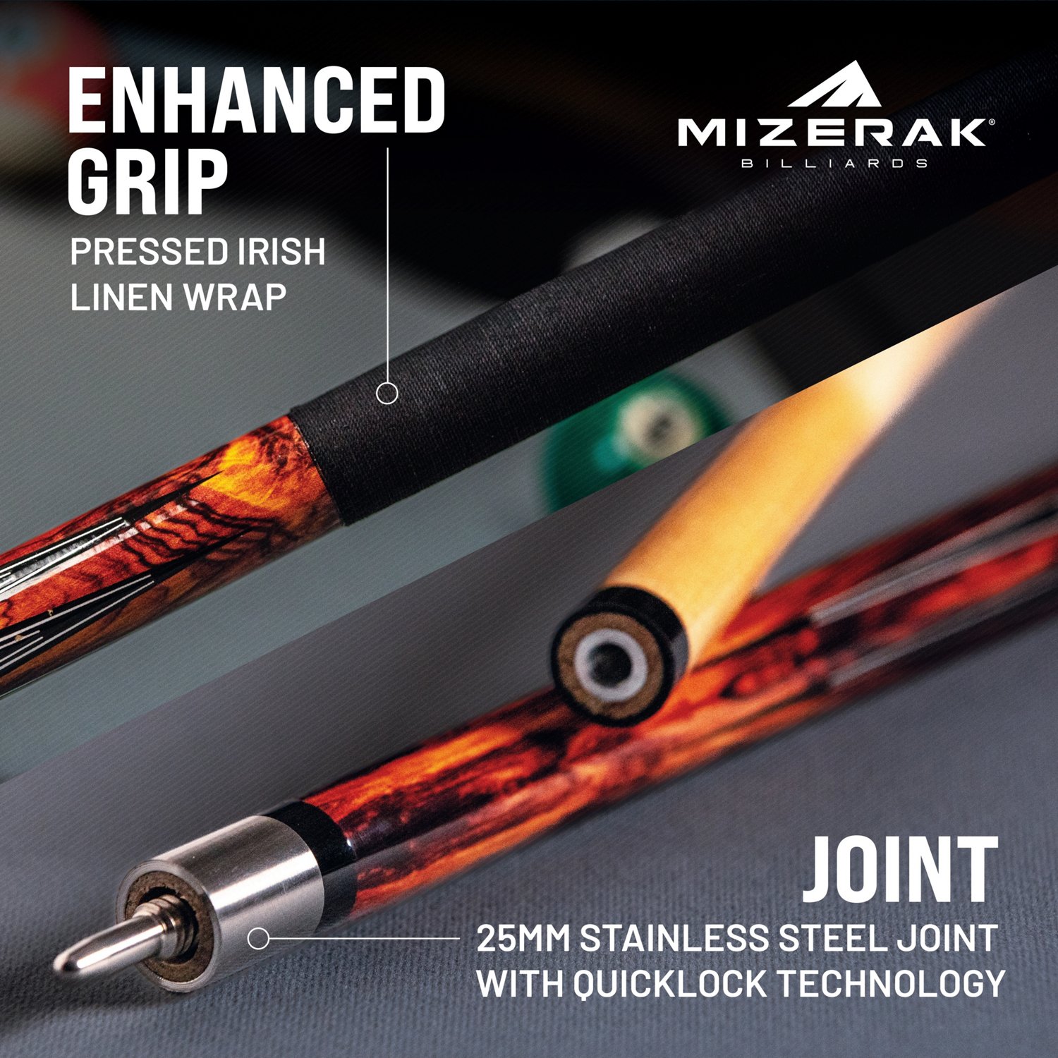 Mizerak 58" Two-Piece Maple Shaft Cue - view number 3