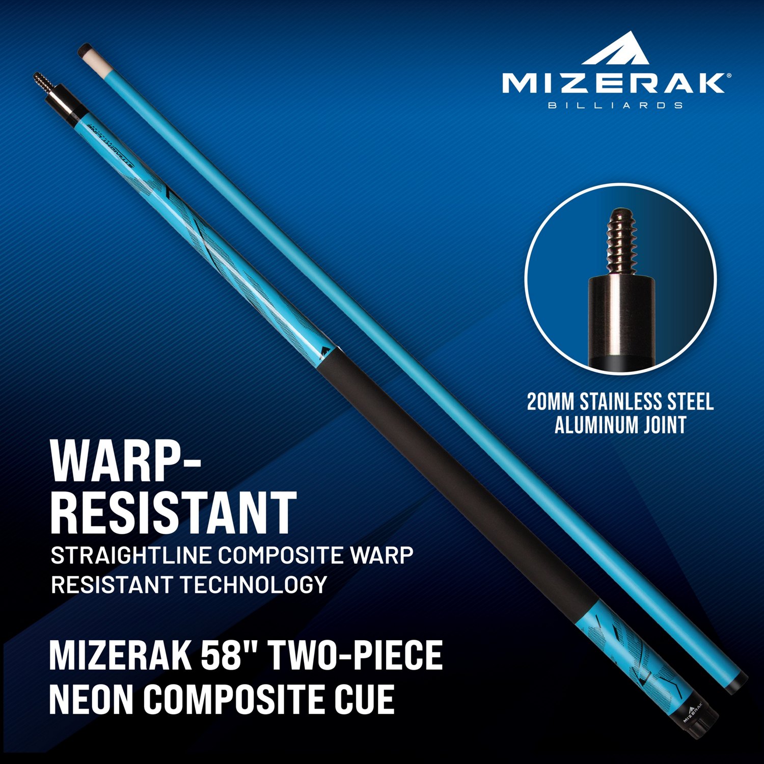 Mizerak 58" Two-Piece Neon Composite Cue - view number 2