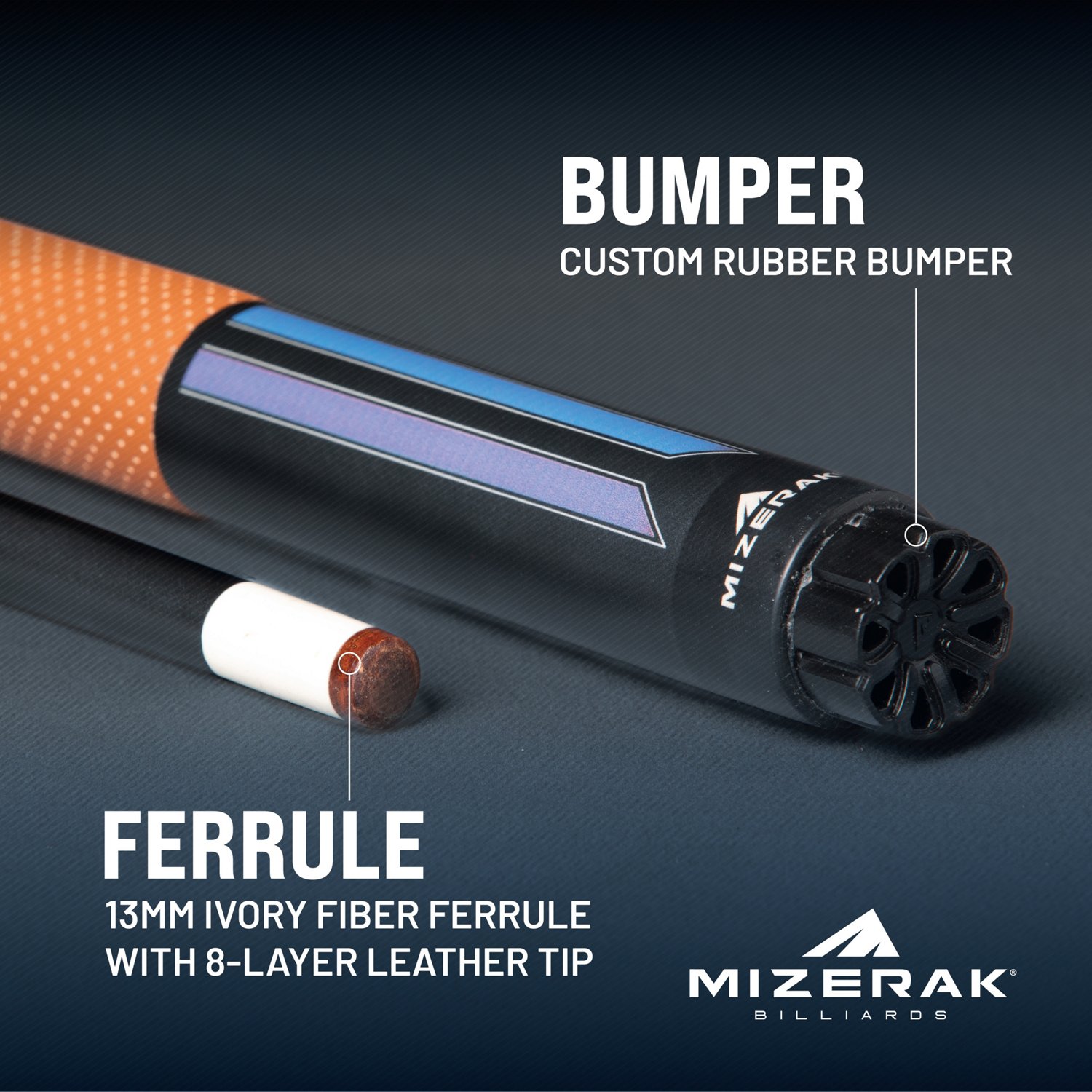 Mizerak 58" Two-Piece Composite Cue With Leather Wrap - view number 3
