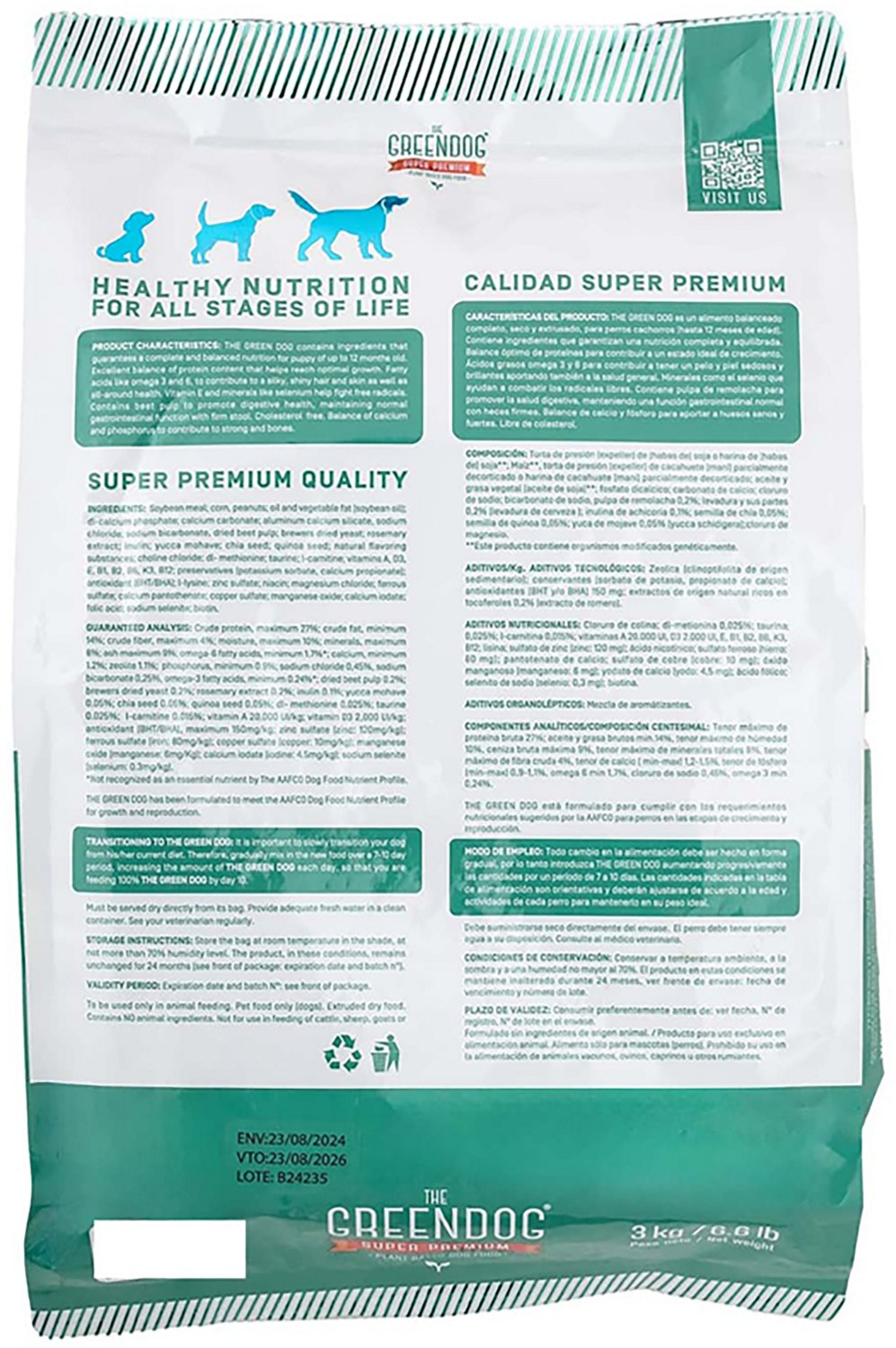 The Green Dog Super Premium Puppies 6.6 lb Dog Food Bag - view number 3