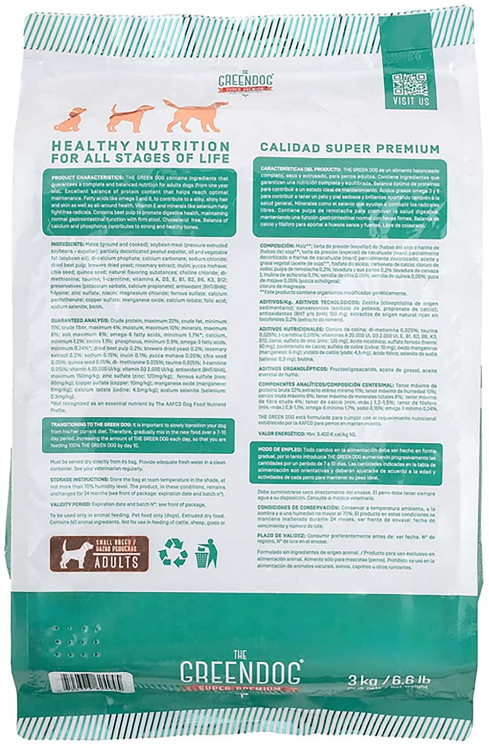 The Green Dog Super Premium Adult Small Bite 6.6 lb Dog Food Bag - view number 3