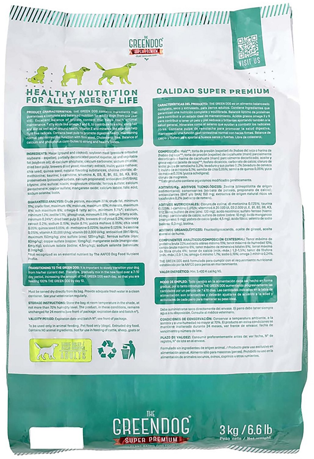 The Green Dog Super Premium Adult Regular Bite 6.6 lb Dog Food Bag - view number 3