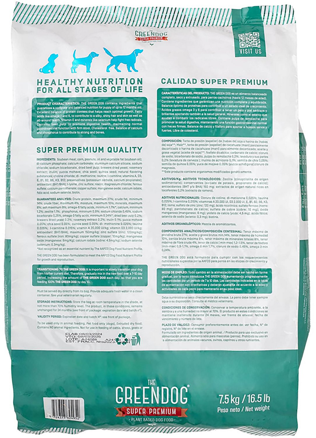 The Green Dog Super Premium Puppies 16.5 lb Dog Food Bag - view number 3