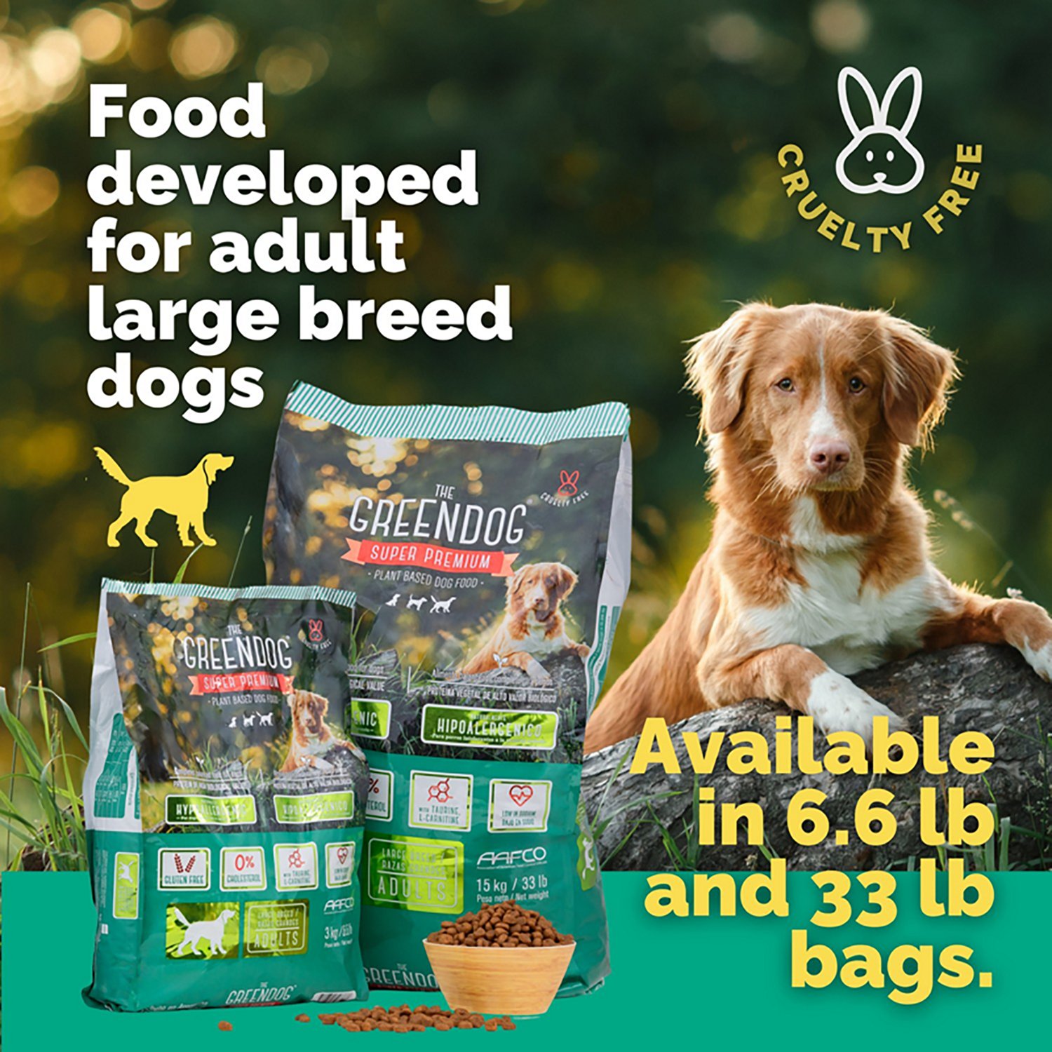 The Green Dog Super Premium Adult Regular Bite 33 lb Dog Food Bag - view number 8