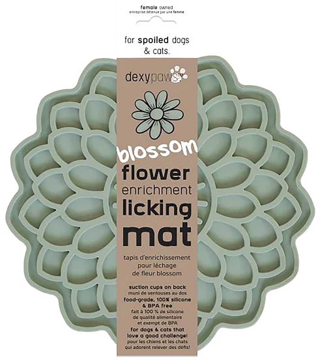 Dexypaws Sage Green Blooming Blossom Enrichment Lick Mat