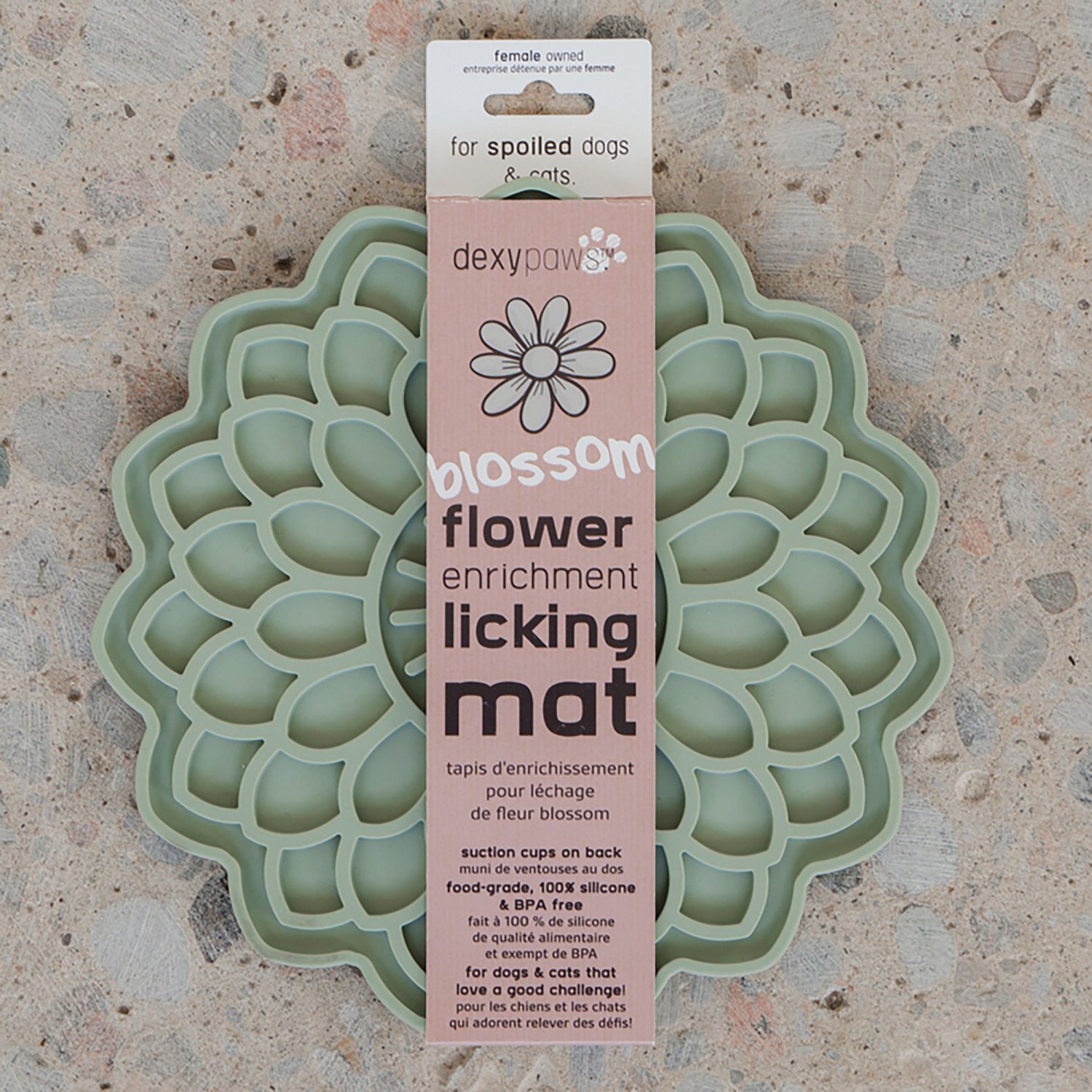 Dexypaws Sage Green Blooming Blossom Enrichment Lick Mat