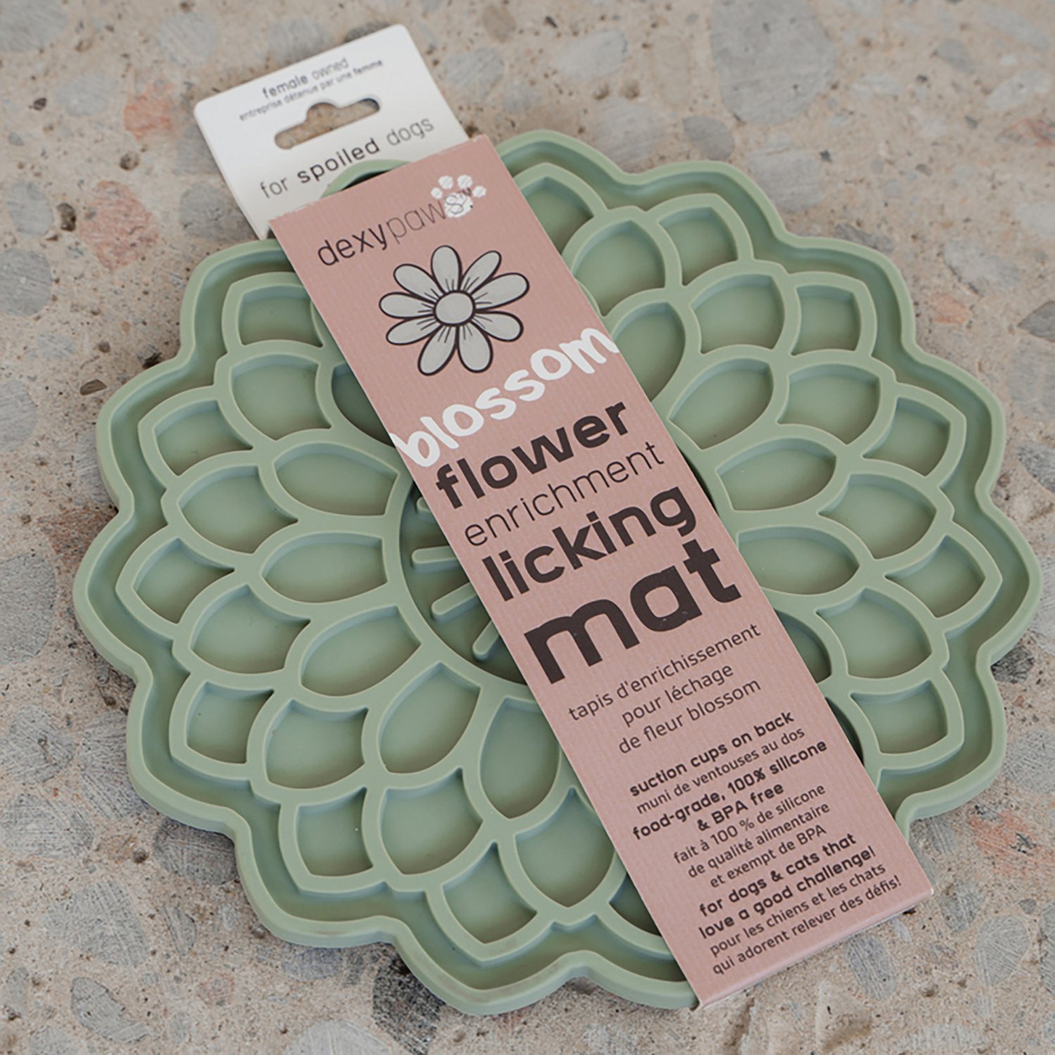 Dexypaws Sage Green Blooming Blossom Enrichment Lick Mat