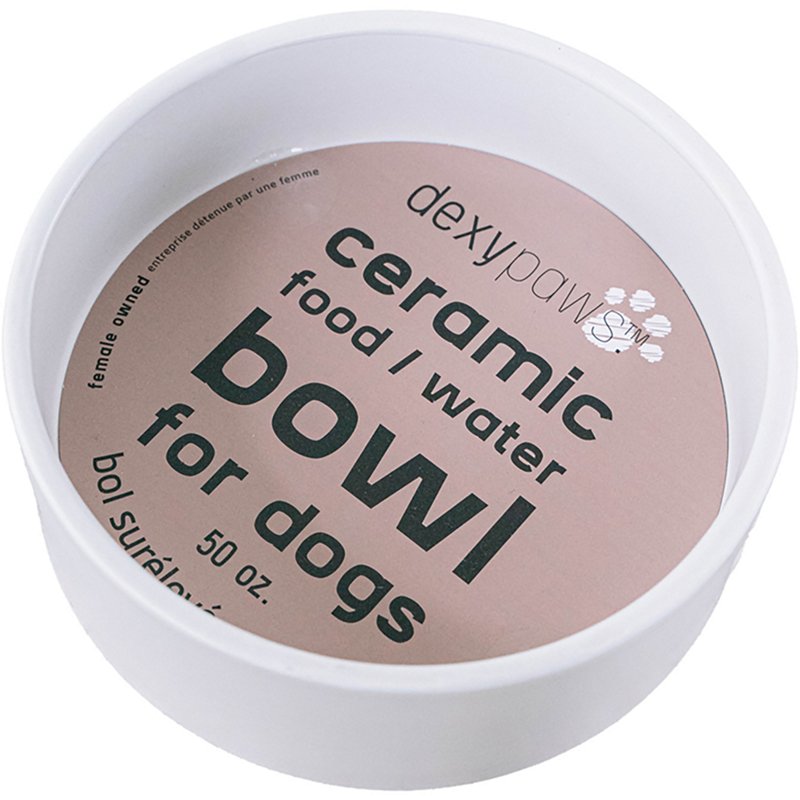 Flat River Group DexyPaws White Ceramic Dog Bowl 50oz