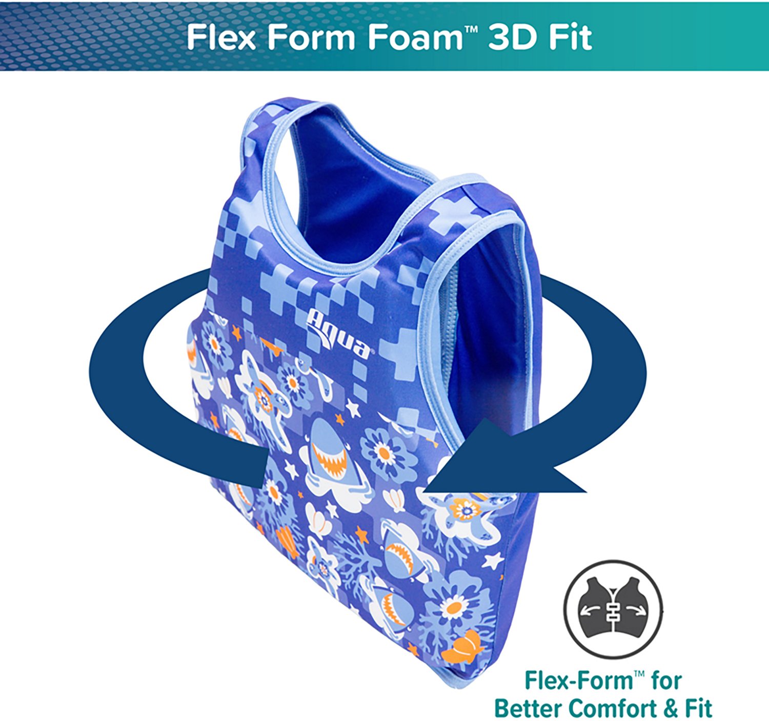 Aqua Leisure Boys’ Blue Turtles SwimSchool Swim Trainer Vest - view number 3