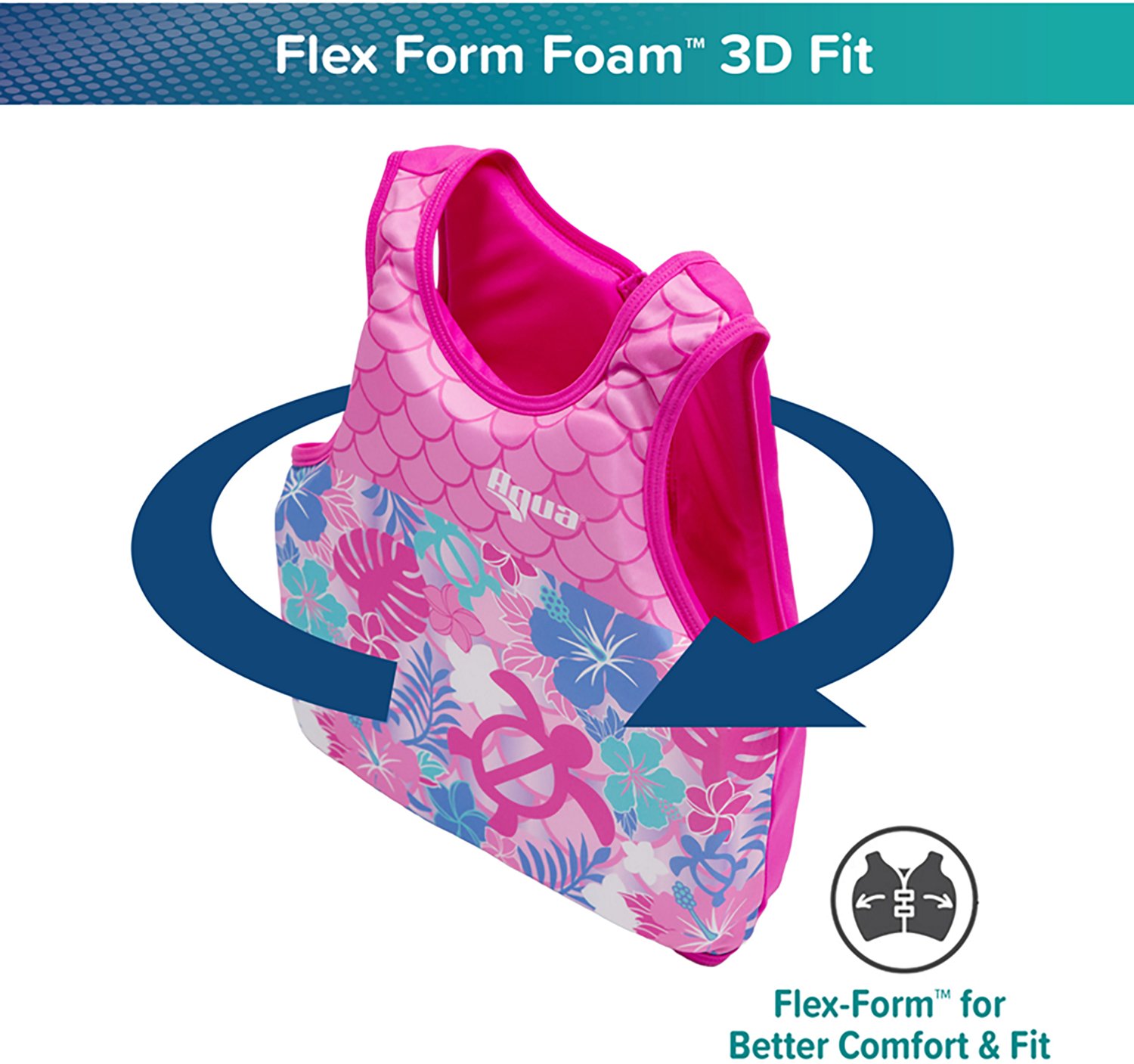 Aqua Leisure Girls’ Pink Turtles SwimSchool Swim Trainer Vest - view number 3