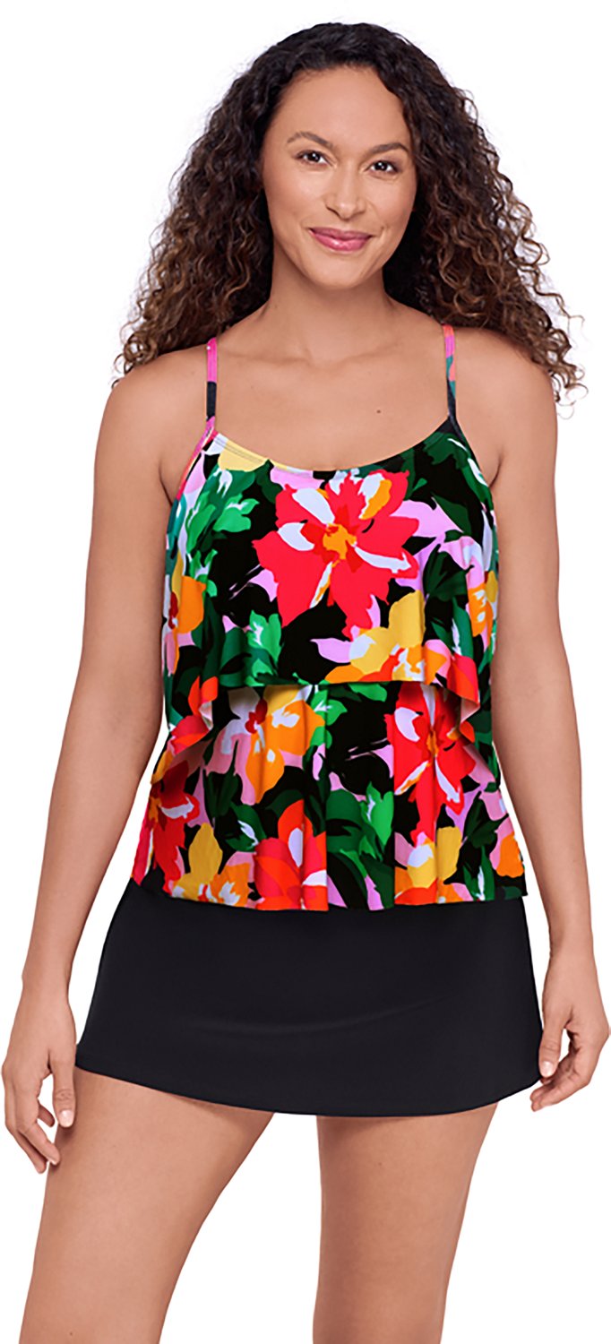 American Beach Women's Sunny Delight High Low Flounce Tankini