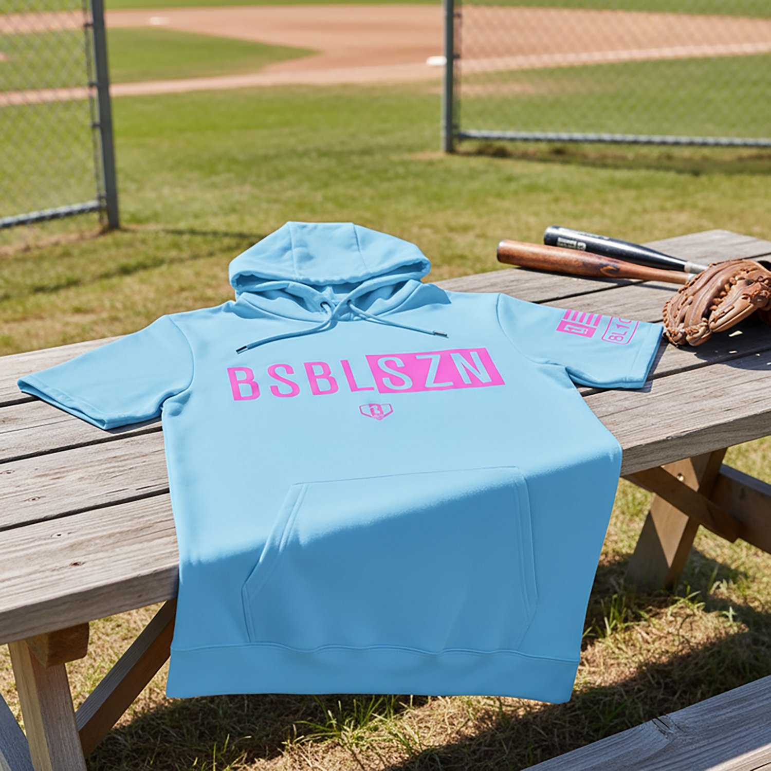 Baseball Lifestyle 101 Adult BSBL-SZN Short Sleeve Hoodie                                                                        - view number 6