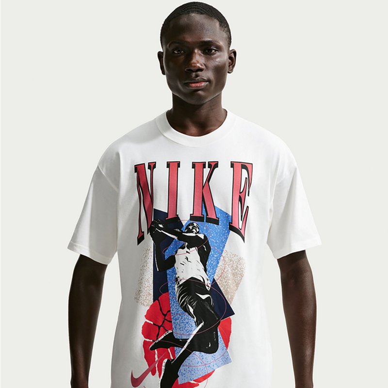 Nike Mens Crew Neck Short Sleeve Regular Fit Graphic T-Shirt, Large, White