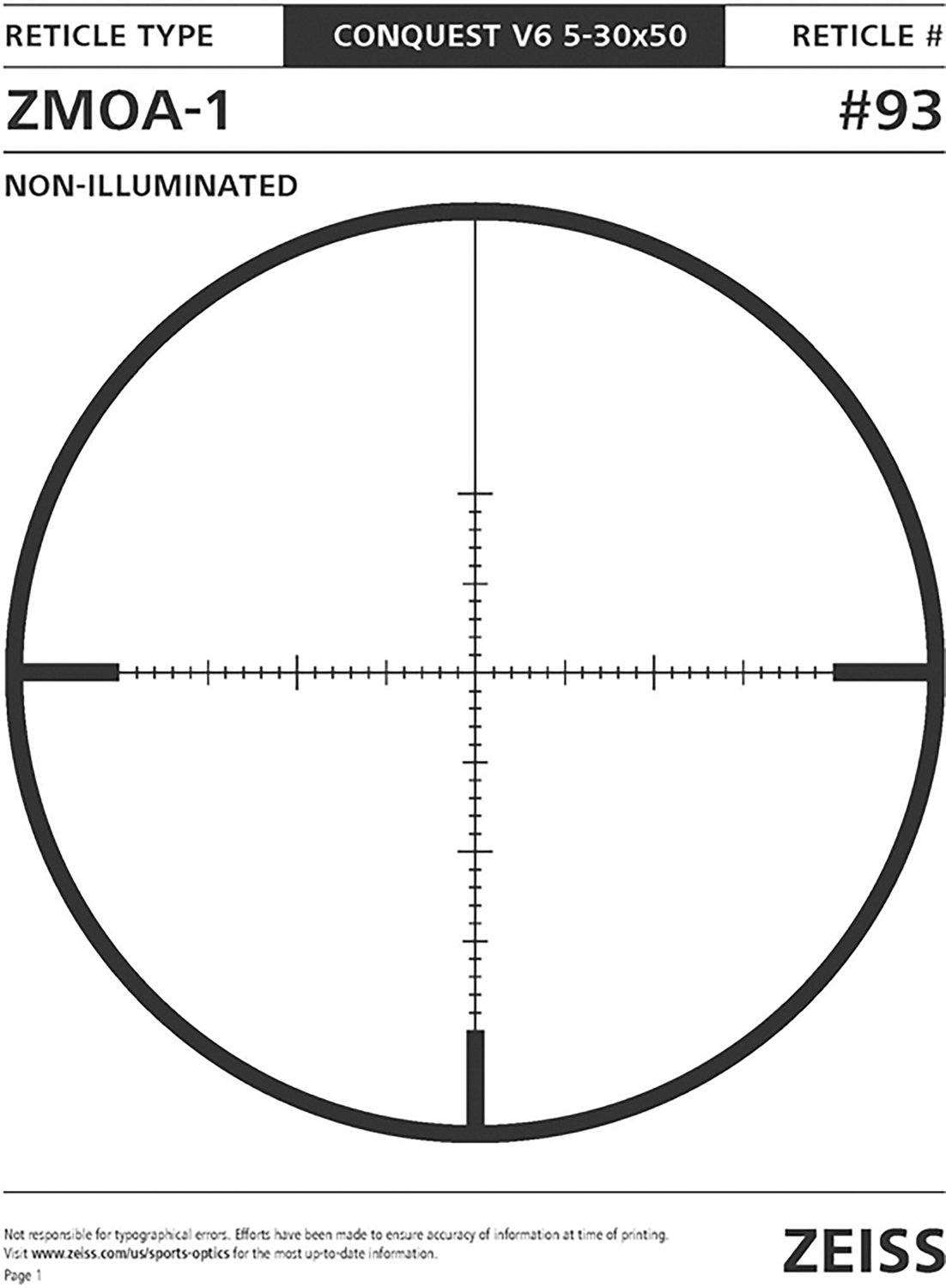 Zeiss Conquest V6 ZMOA-1 Reticle 5-30 x 50 Riflescope - view number 3