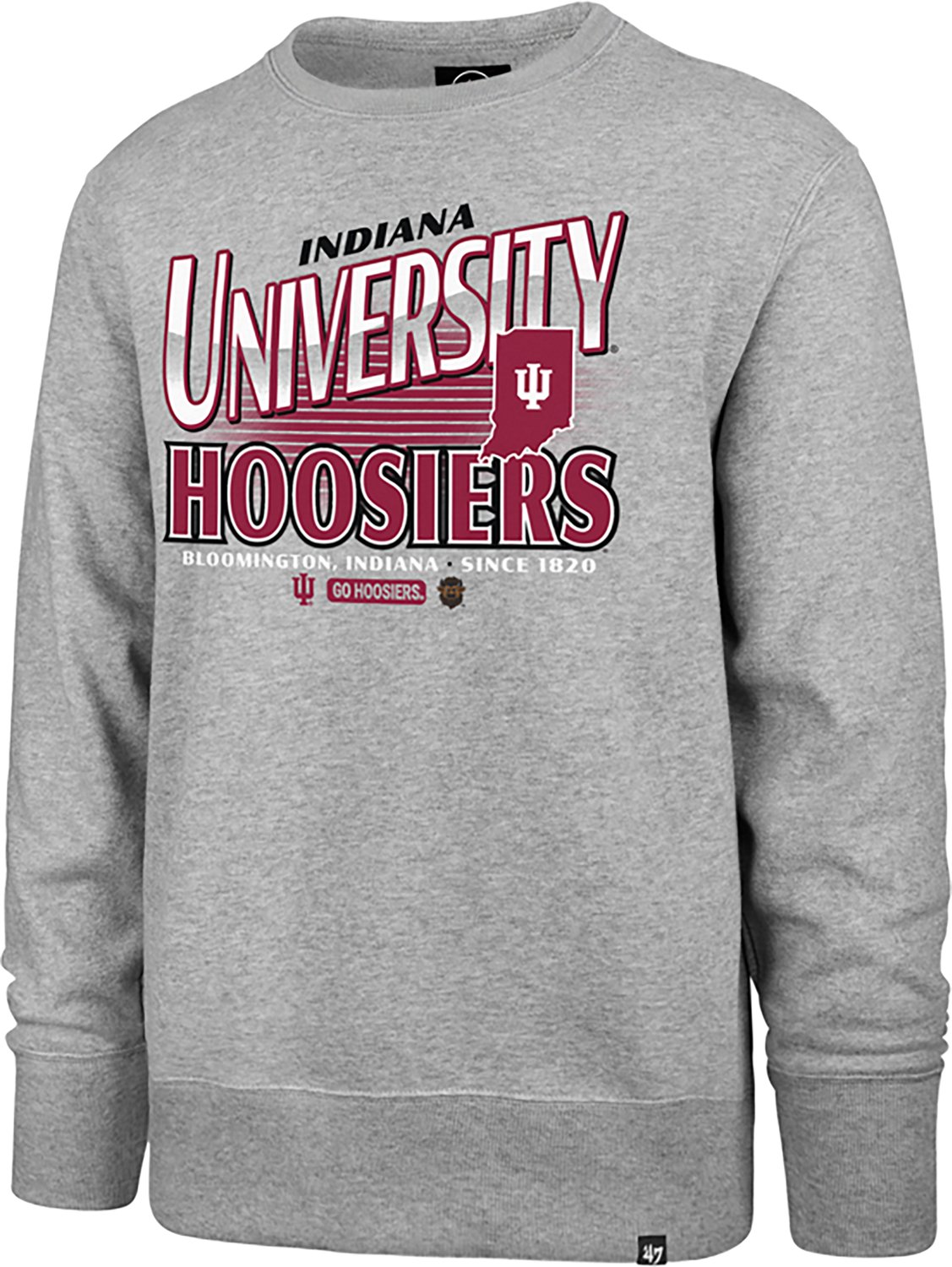 '47 Men's Indiana Hoosiers School Diagonal Regional Headline Long Sleeve Crew Sweatshirt
