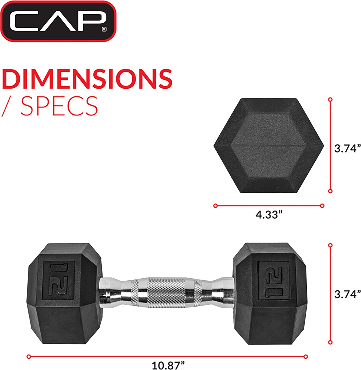 CAP Barbell 12 lb. Coated Hex Dumbbell - Single - view number 3