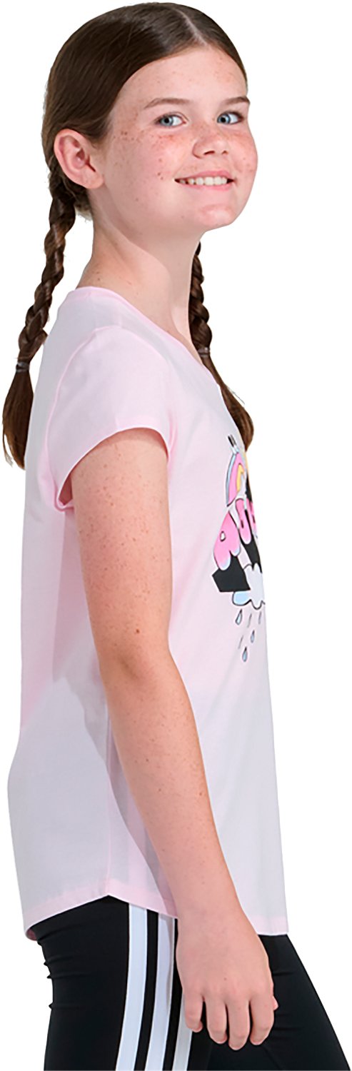 adidas Girls' Cap Sleeve 3-Bar Doodle T-shirt - view number 4